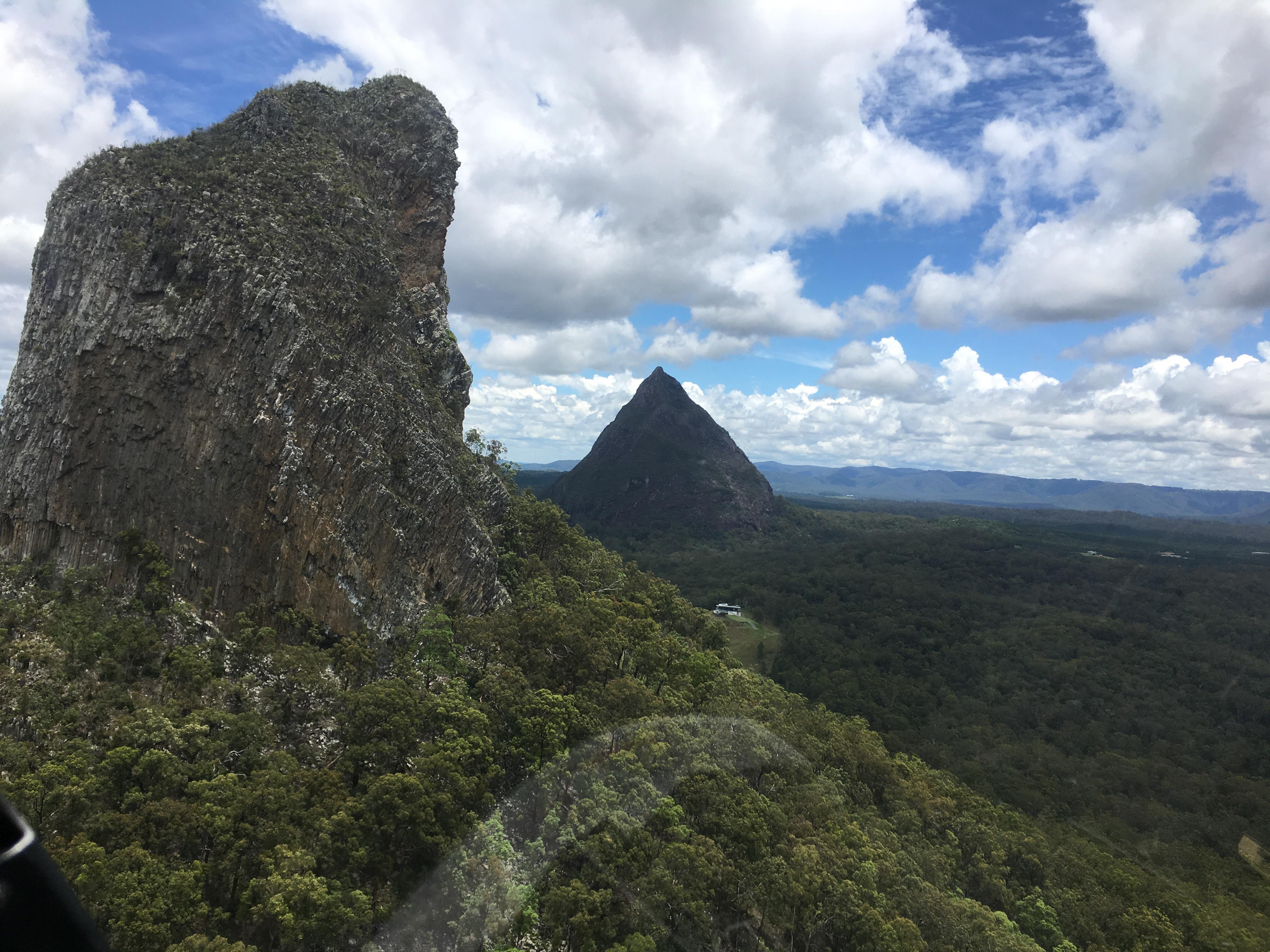 Flying around the Glass House Mountains brisbane