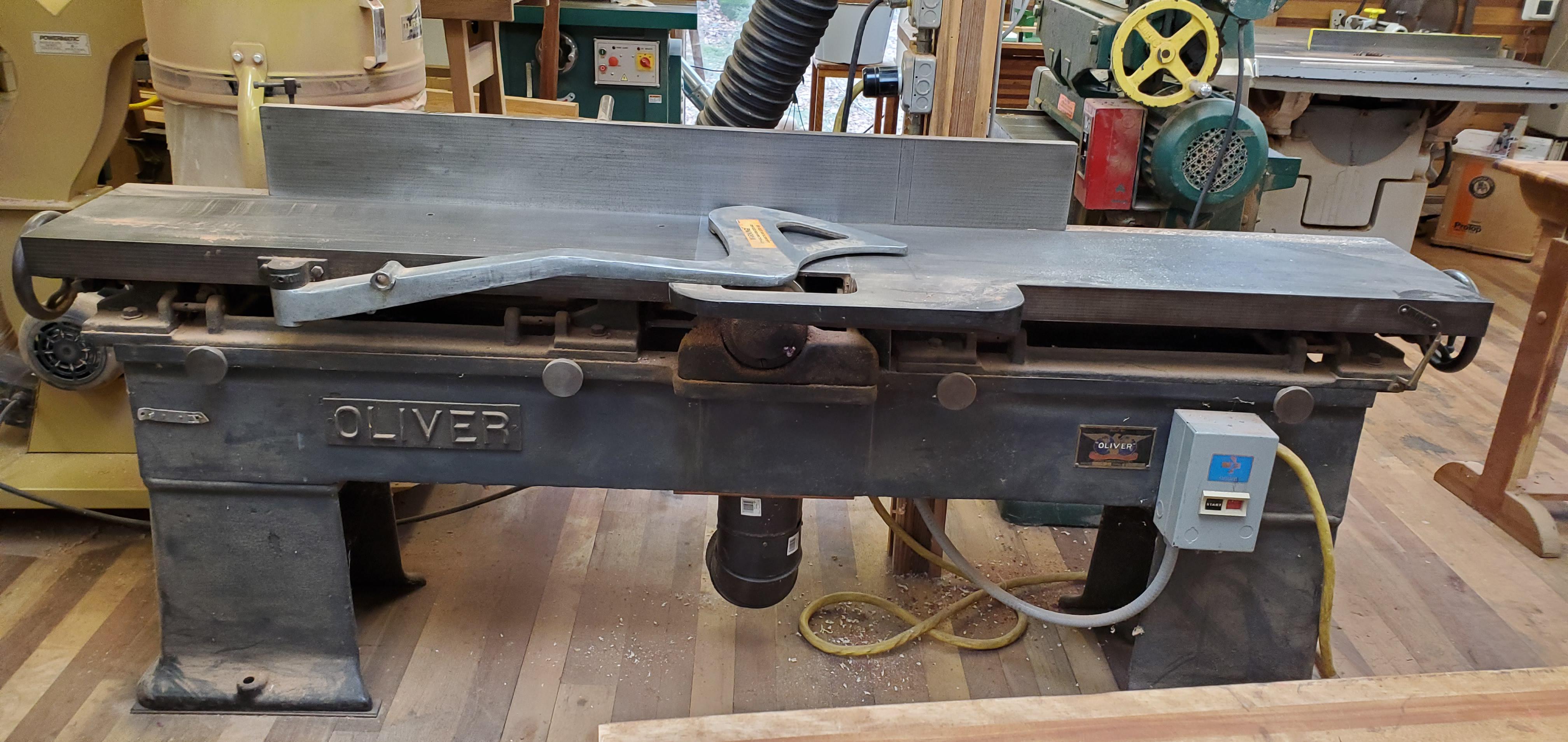 my Oliver 166 jointer from 1926. Changed the suicide head to a spiral