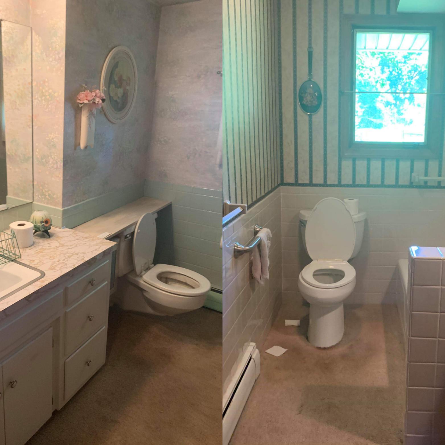Heard you guys liked carpeted bathrooms. Both bathrooms in the house we