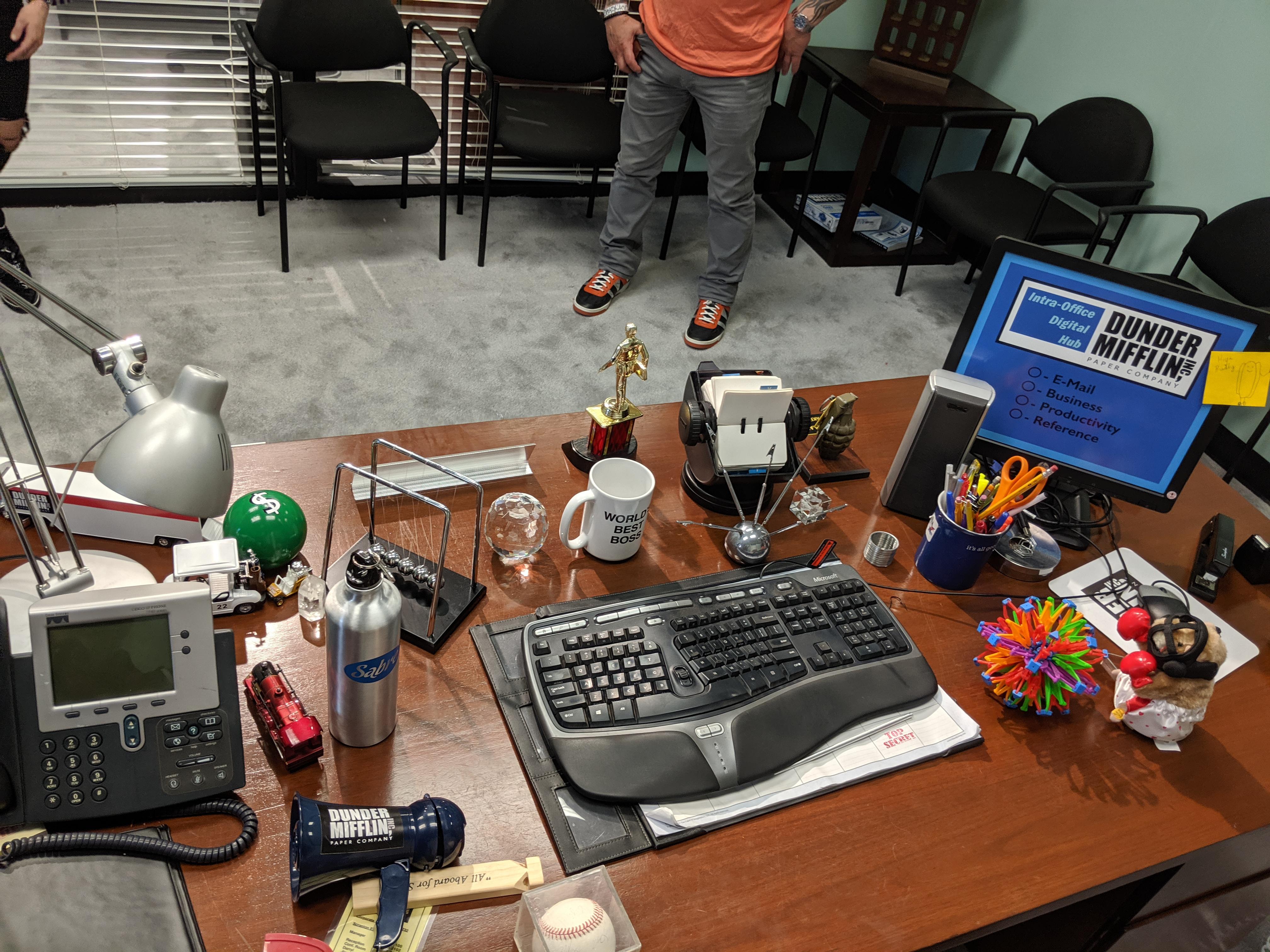 Set of "The Office"at Clusterfest 2019... view of Michael's desk from