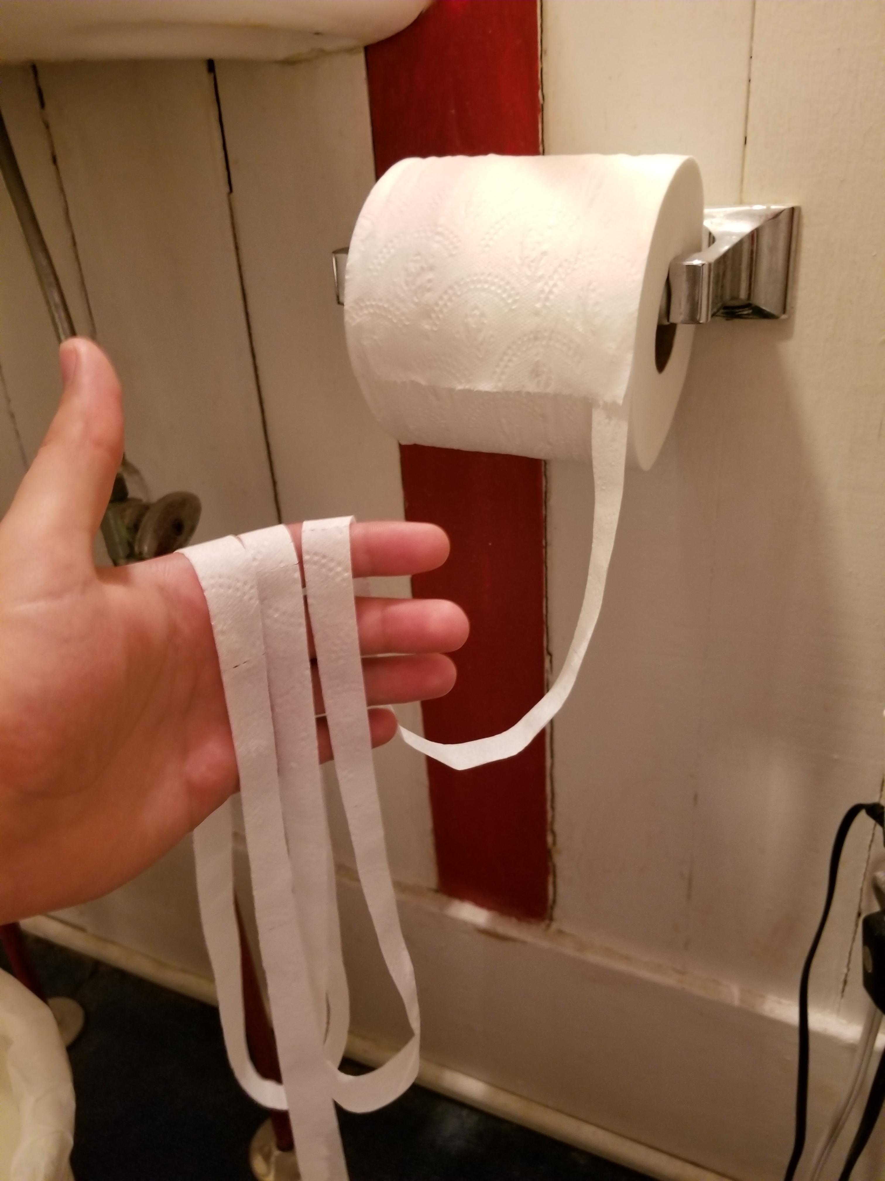My toilet paper roll has a second really thin roll wrapped inside. r