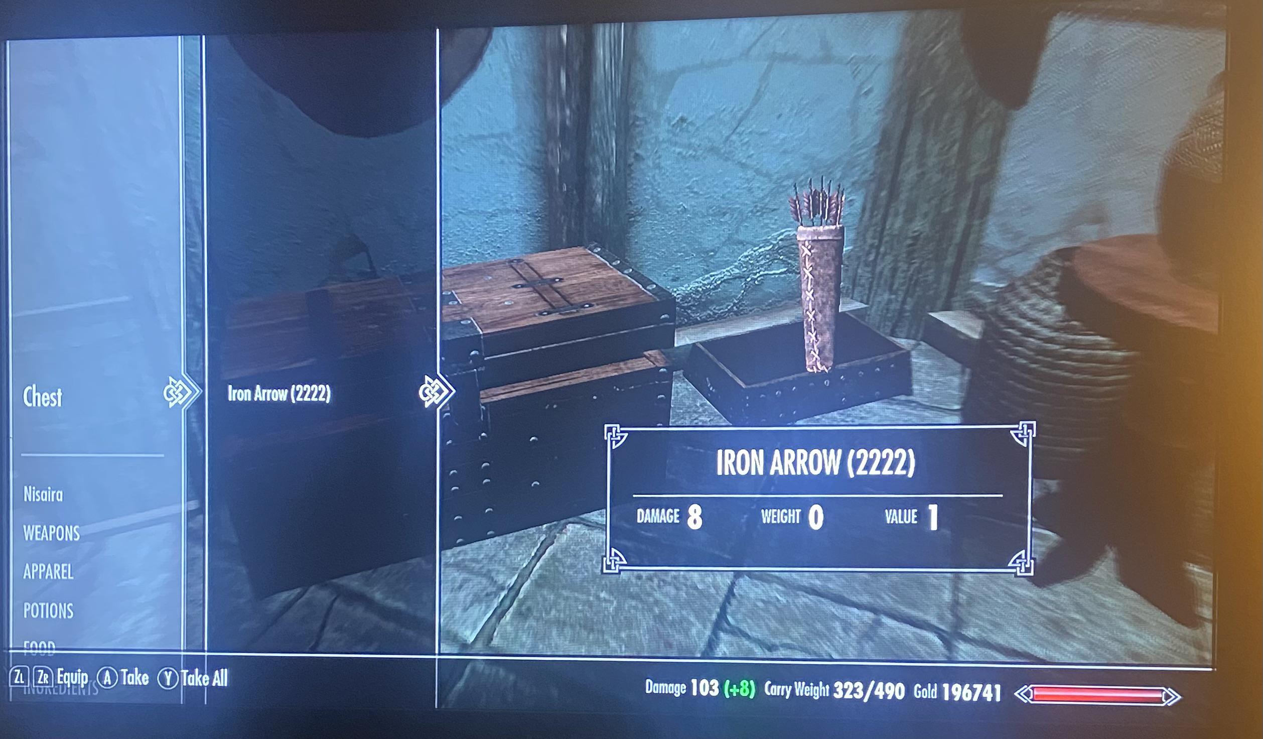 Put my stolen arrows in my chest at lakeview manor before doing cidhna