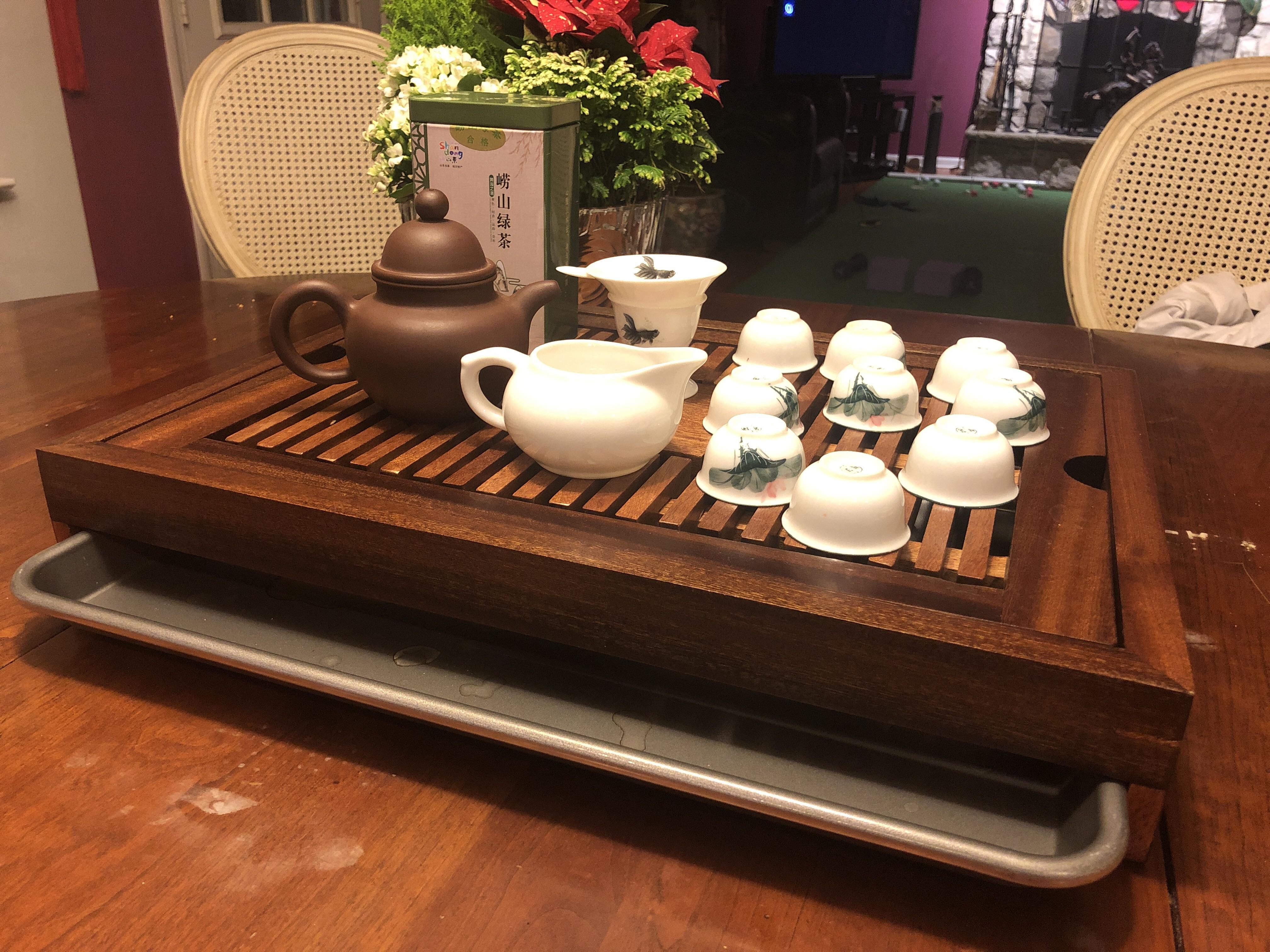 Made a sapele gongfu tea tray for mom r/woodworking