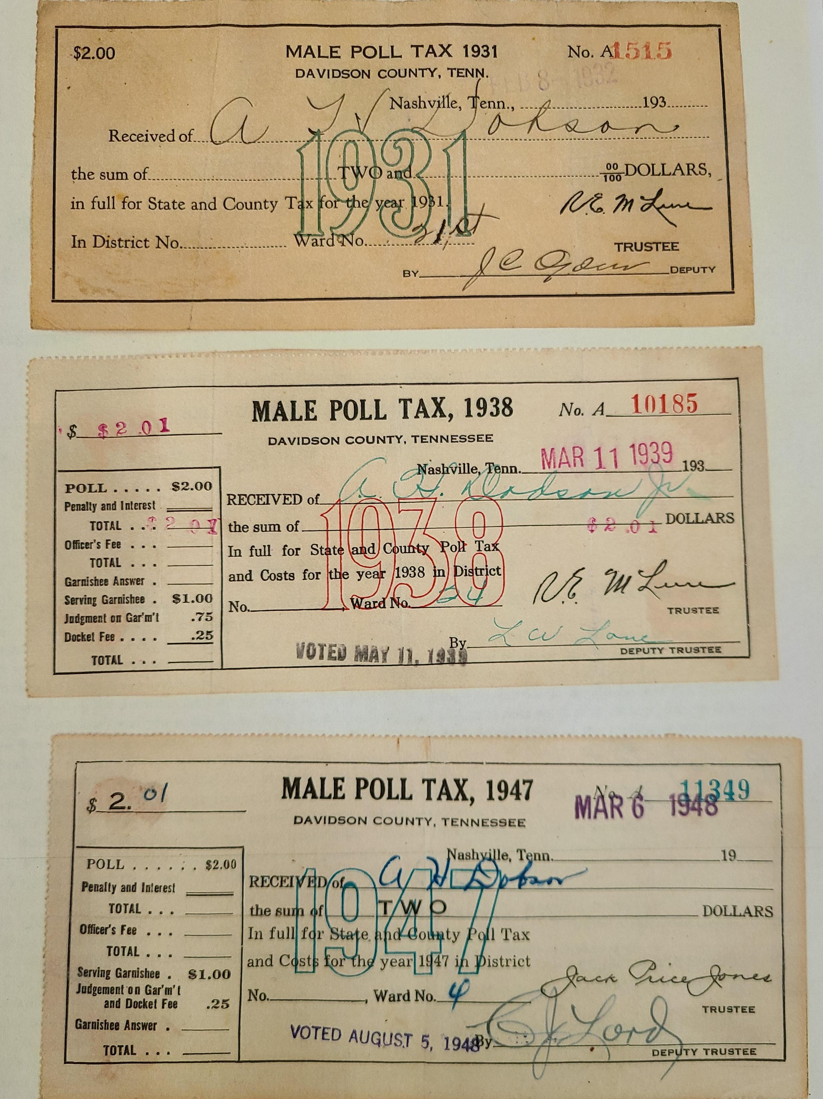Davidson county poll tax records from the 30s and 40s r/nashville