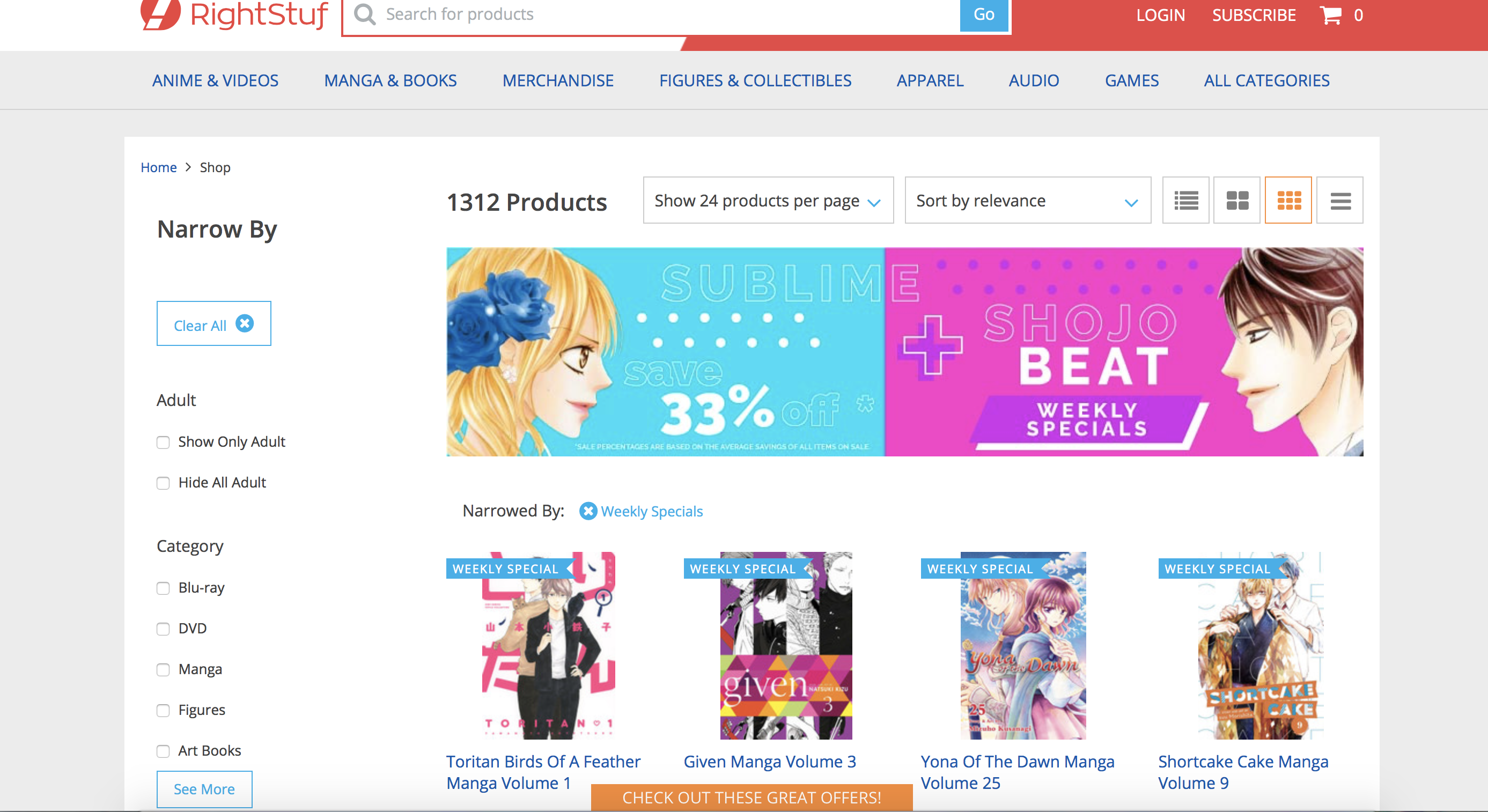 Viz/SuBLime BL and yaoi manga on sale now via RightStuf for this week