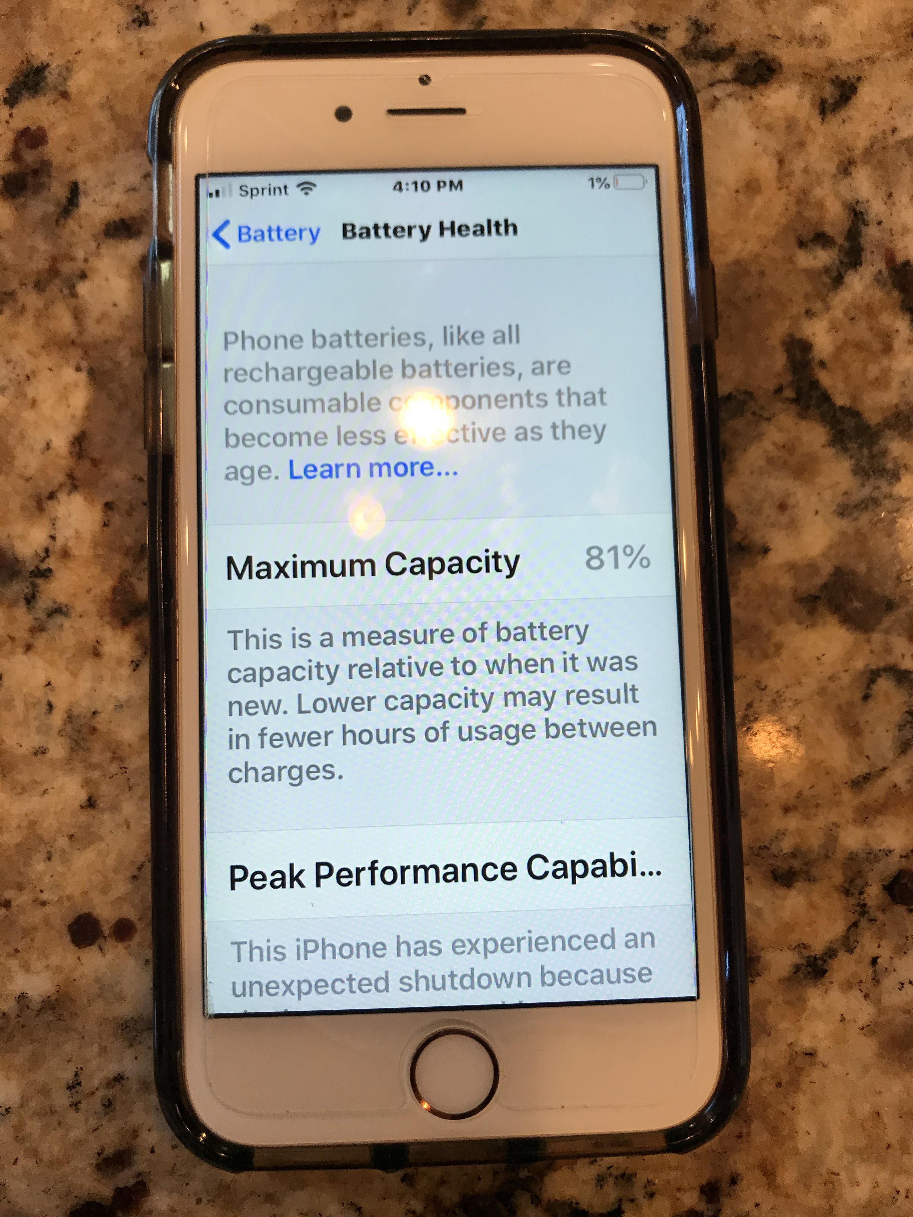 IPhone 6s, max capacity 81 and battery still dies in 1 hour, bad battery? Grandma owned phone