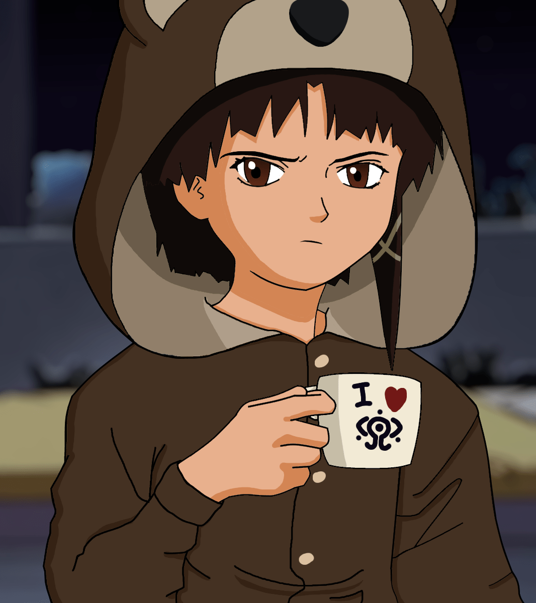 [OC] I made mug Lain in the bear pajamas r/Lain