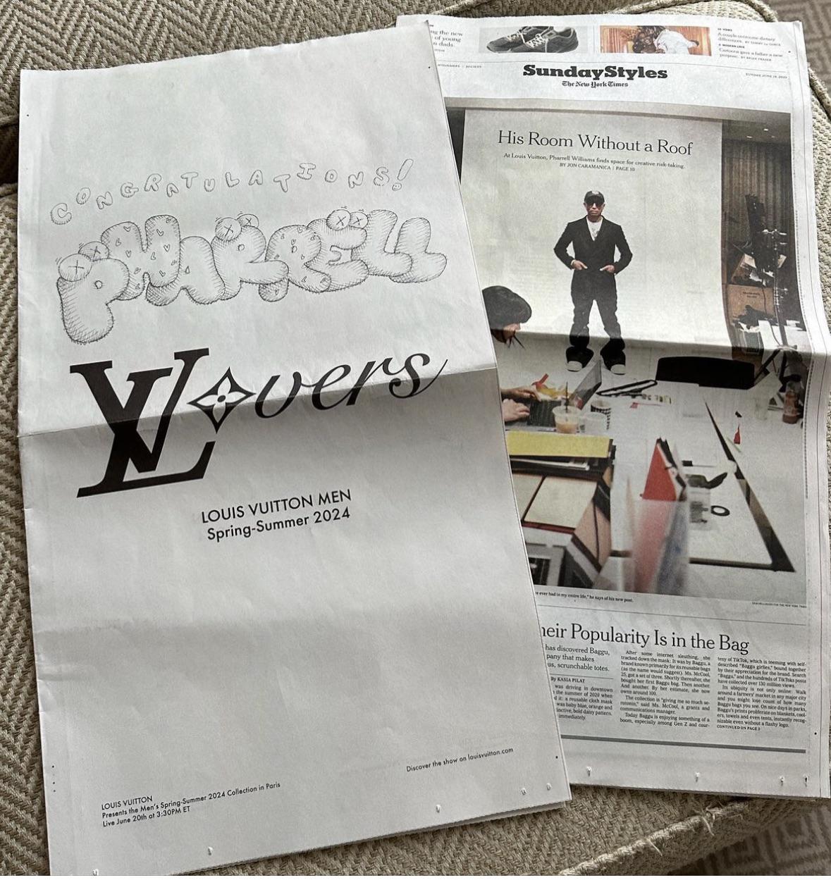 Pharell LV New York times ad made by Kaws r/GoodAssSub