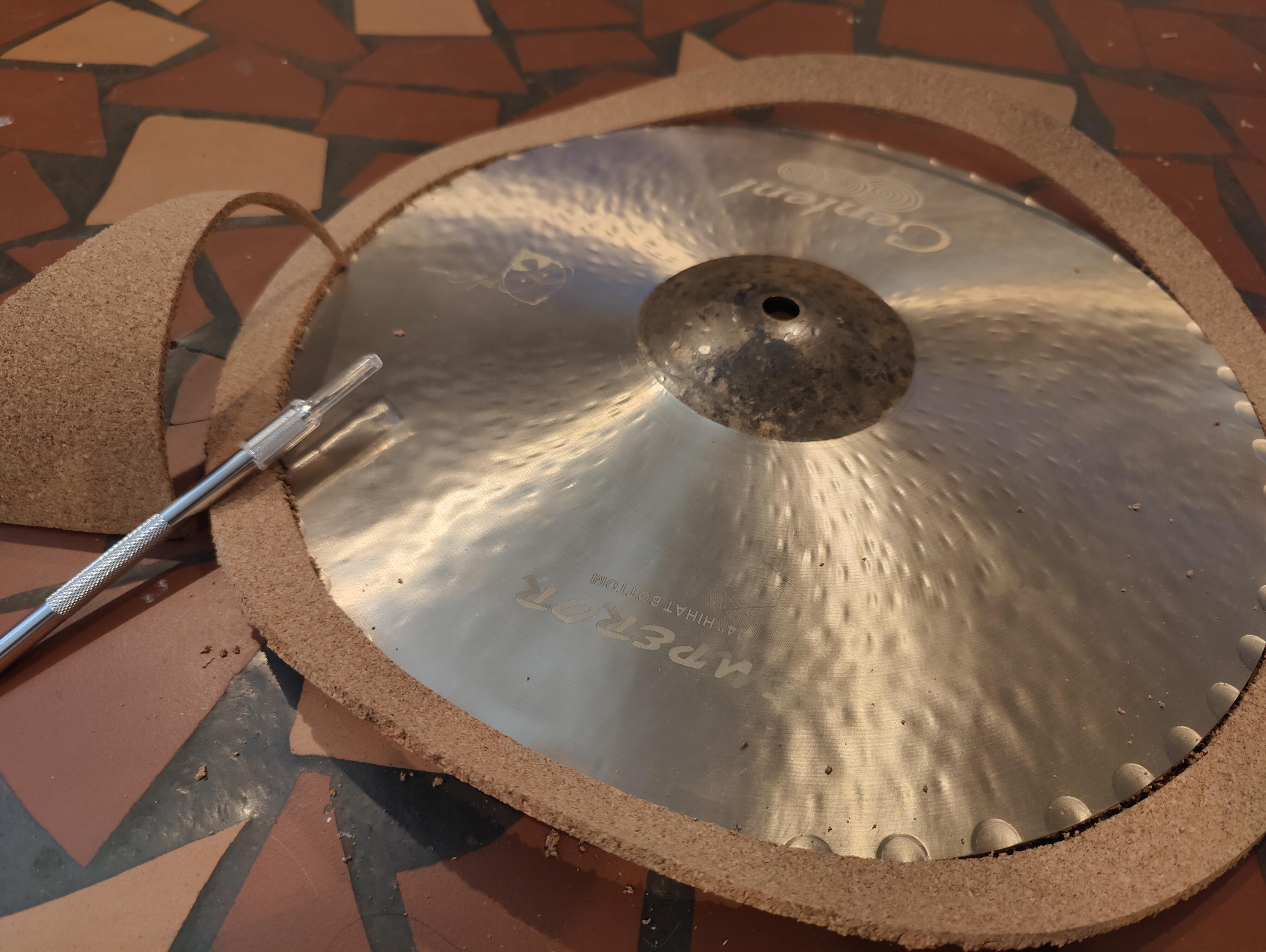 DIY Cork Drum Muffler Rings work in progress drums