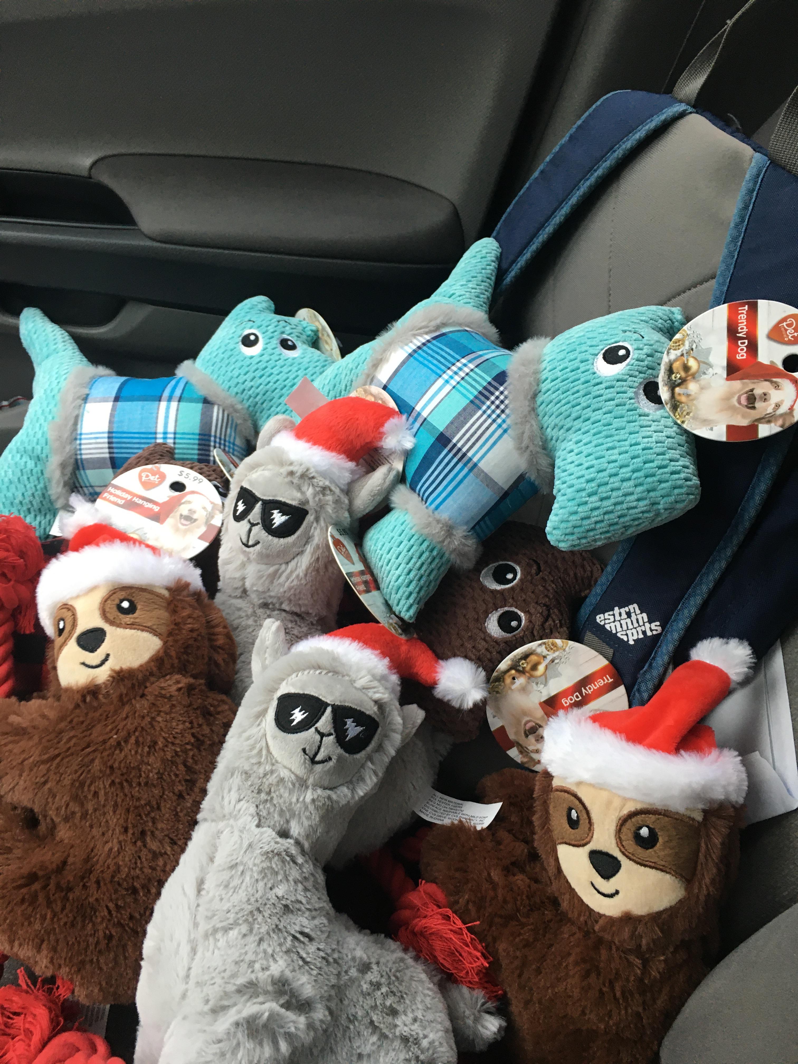 Convenience, Value and service Gave us a bunch of Christmas themed dog toys. Our friends dog is