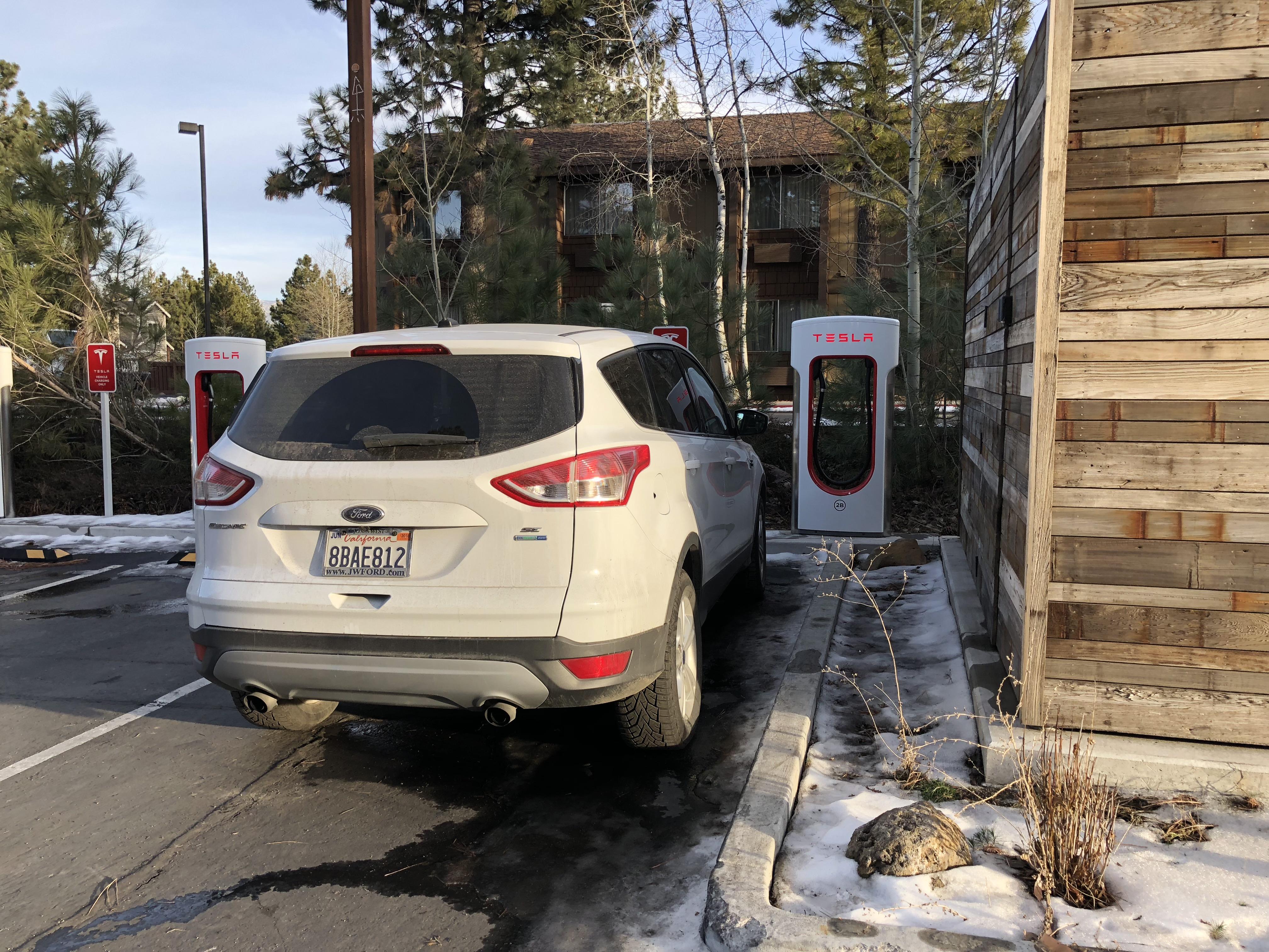 ICED at Brockway Supercharger (North Lake Tahoe). Not all stalls are