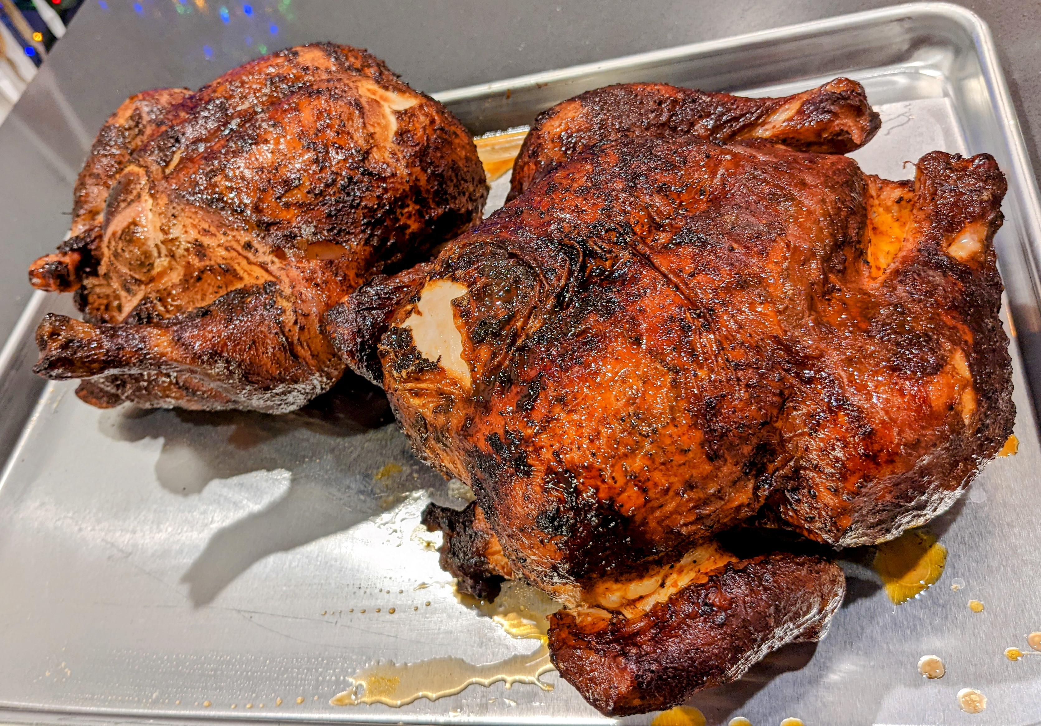 Putting the 2pack of whole chickens to good use on the charcoal