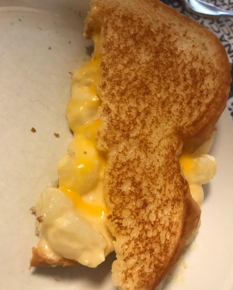 3 cheese mac and cheese grilled cheese. r/grilledcheese