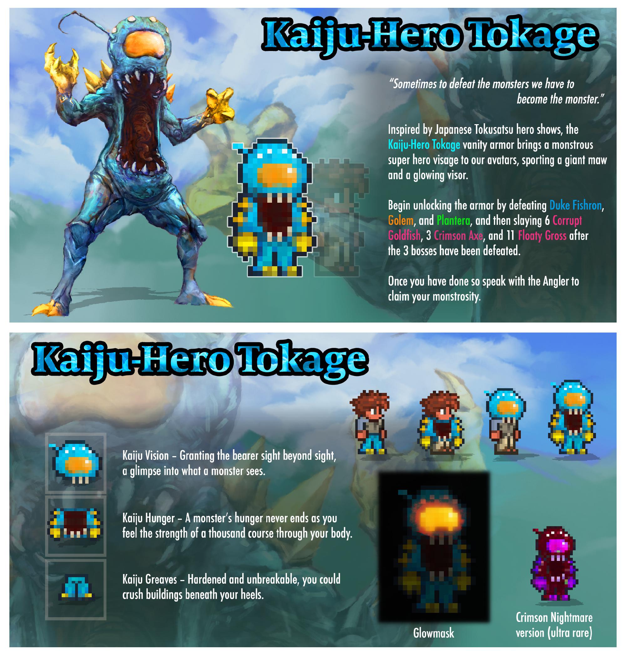 My submission for the vanity contest KaijuHero Tokage! r/Terraria