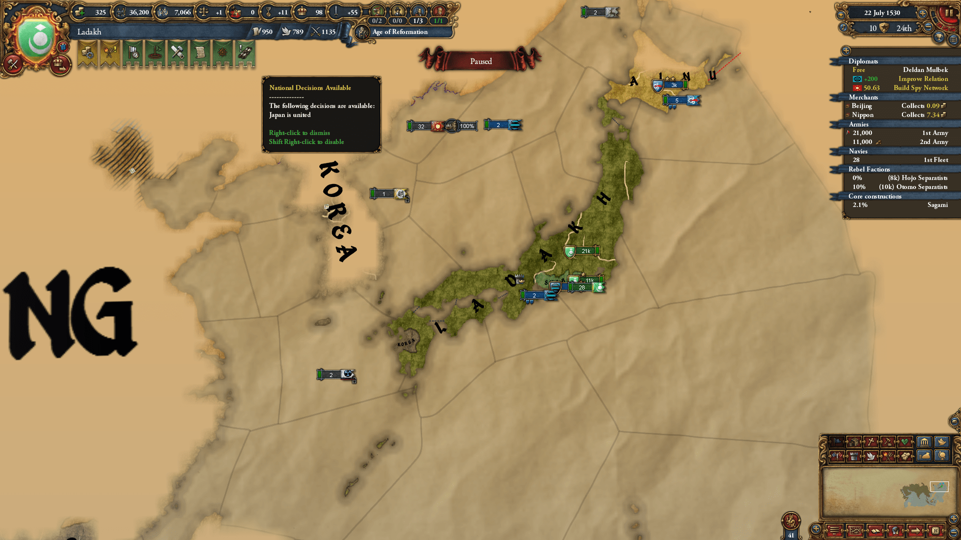 Japan unified as Ladakh 1530 r/eu4