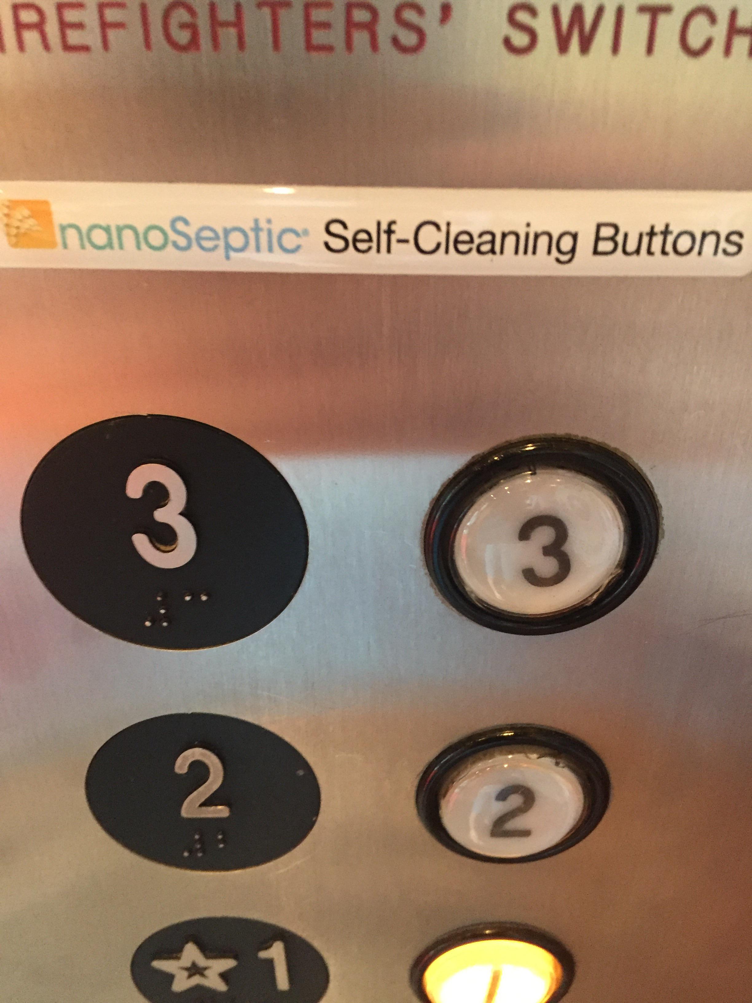 Self cleaning elevator buttons. r/mildlyinteresting