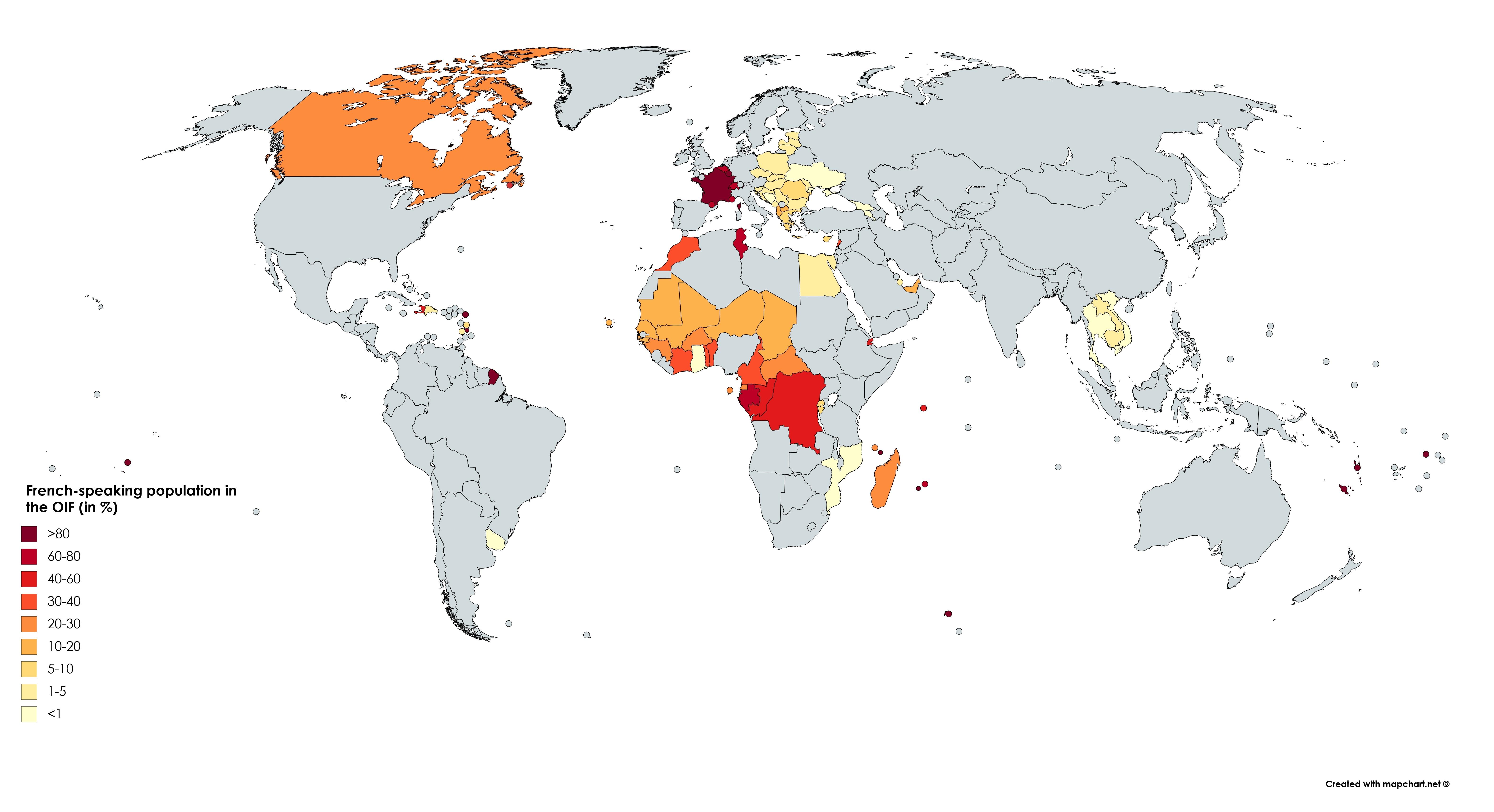 Frenchspeaking population in the OIF [OC] [6300x3425] r/MapPorn