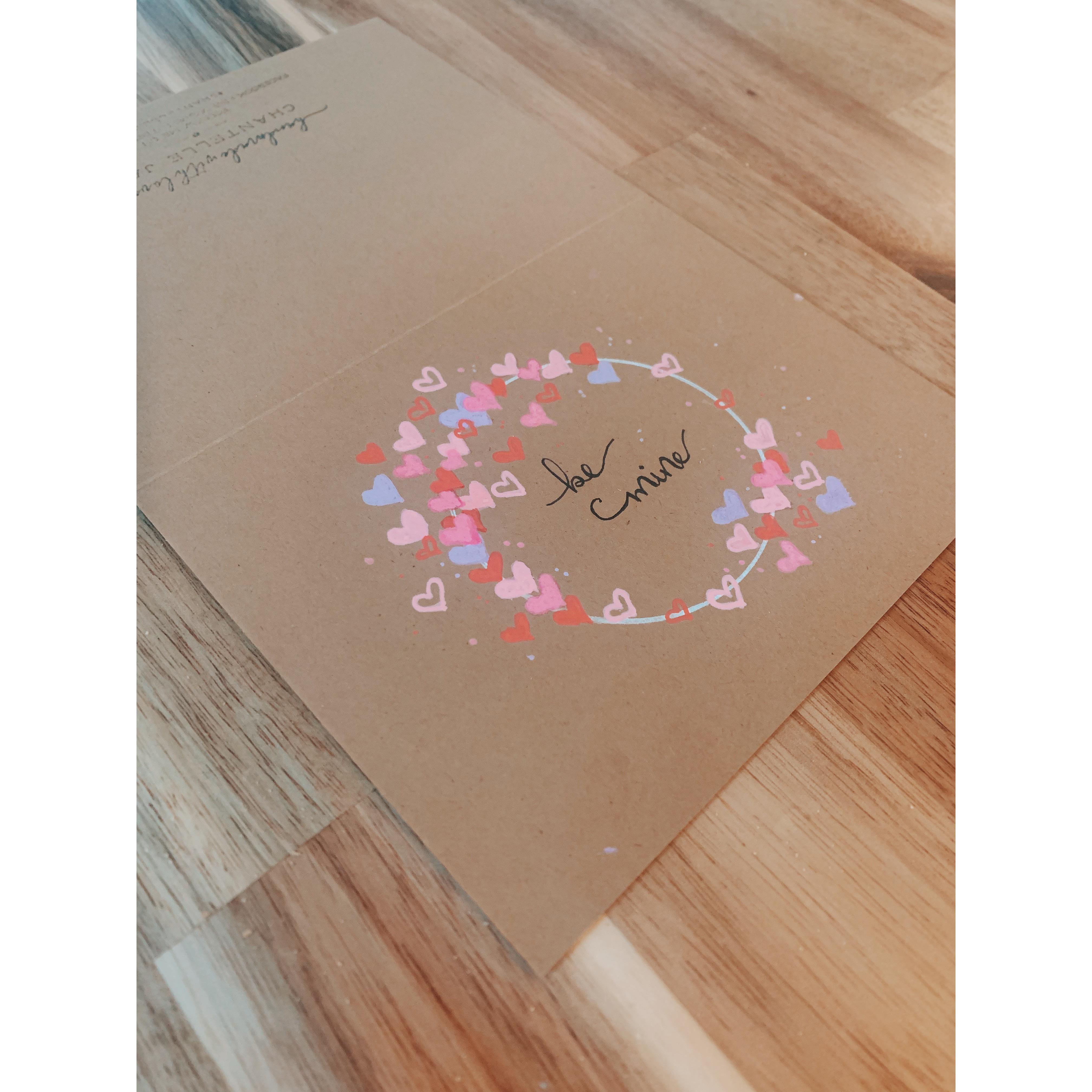 Valentines I made with acrylic paint, cardstock and ink r/cardmaking