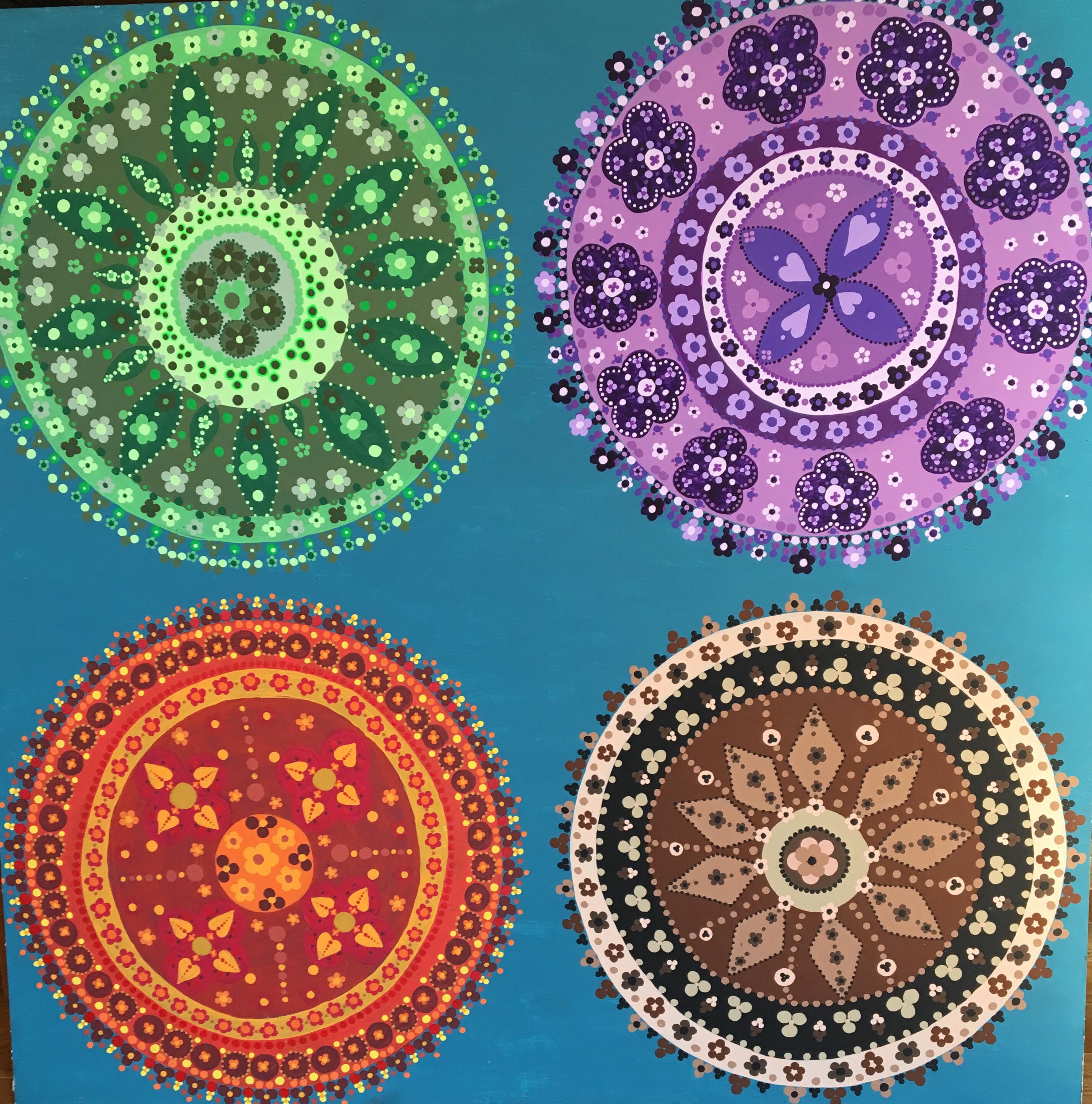 4 mandalas, Me, Acrylic Paint, 2019 painting