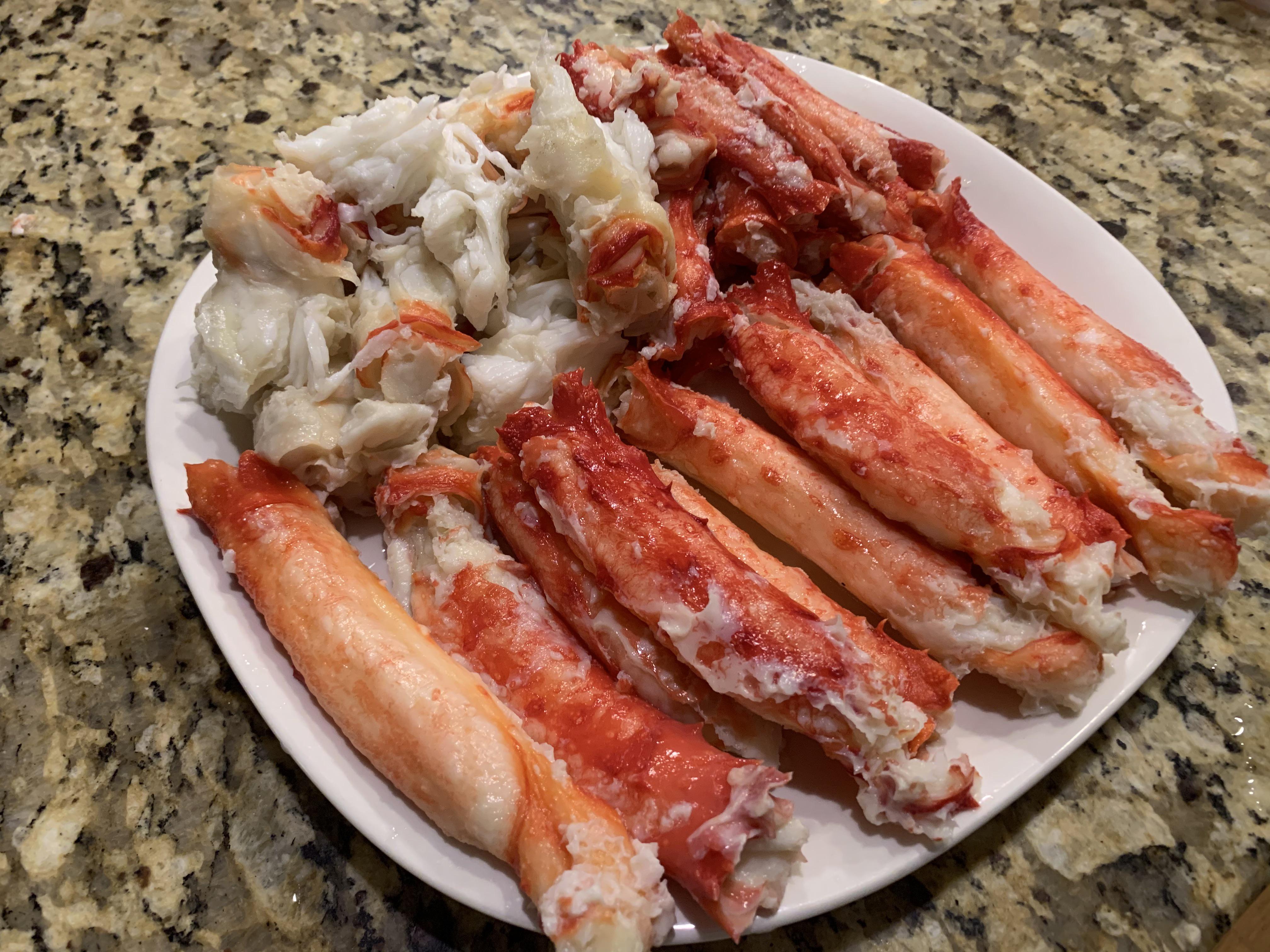 4lbs of Alaskan red king crab ready to be warmed and dunked in drawn