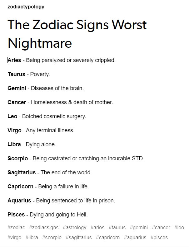 The Zodiac Signs Worst Nightmare r/Zodiac