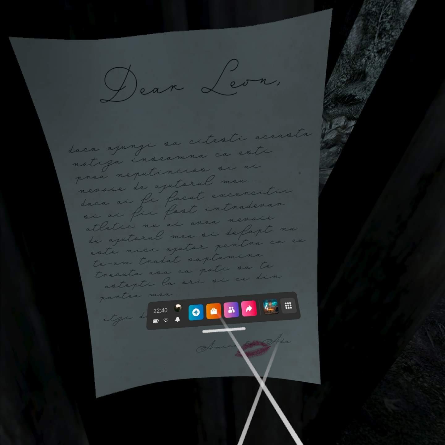 I was playing RE4 VR and I noticed this note by Ada Wong written