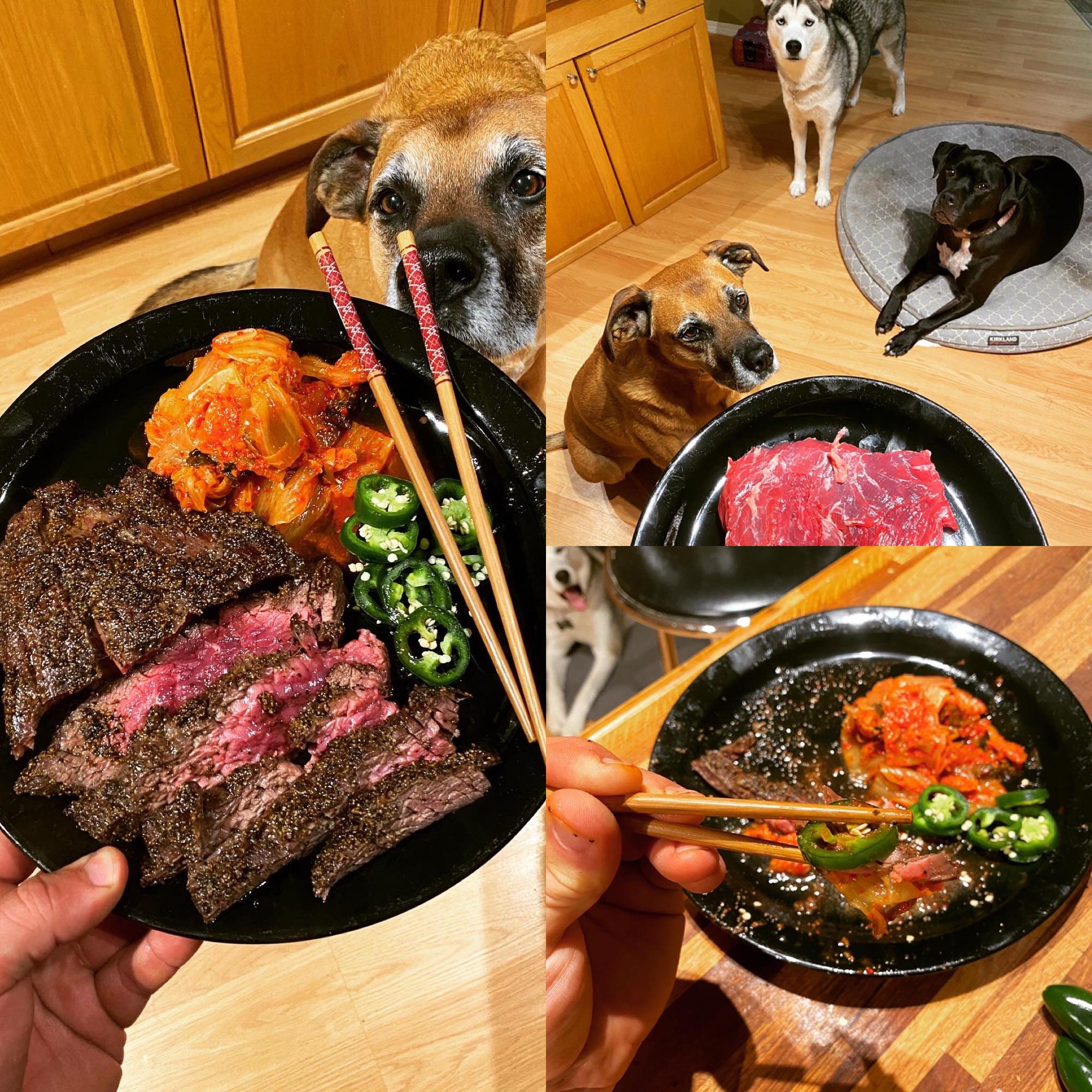 1.5lbs Longhorn Flank (yes I know it’s rare) Carolina Reaper Kimchi