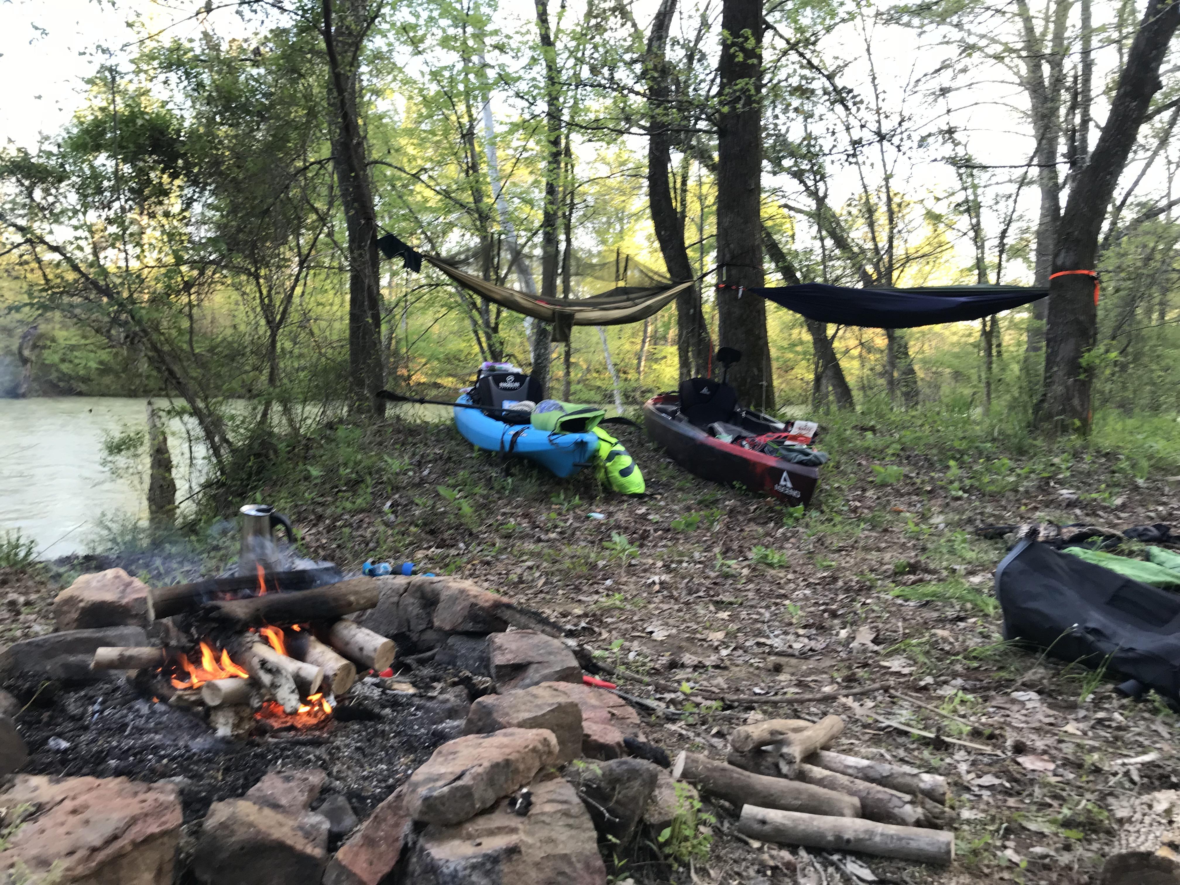 Campsite after Kayaking on the Mulberry River in the Ozarks r