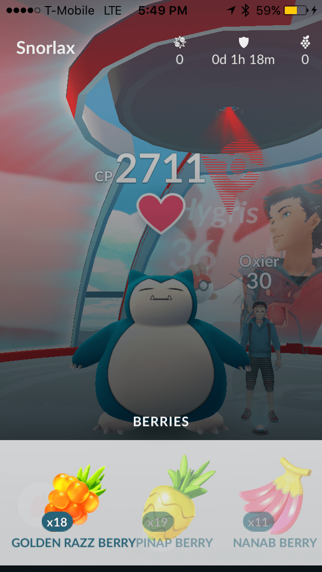 After tiring of being fed other berries, a pokemon in a gym can still