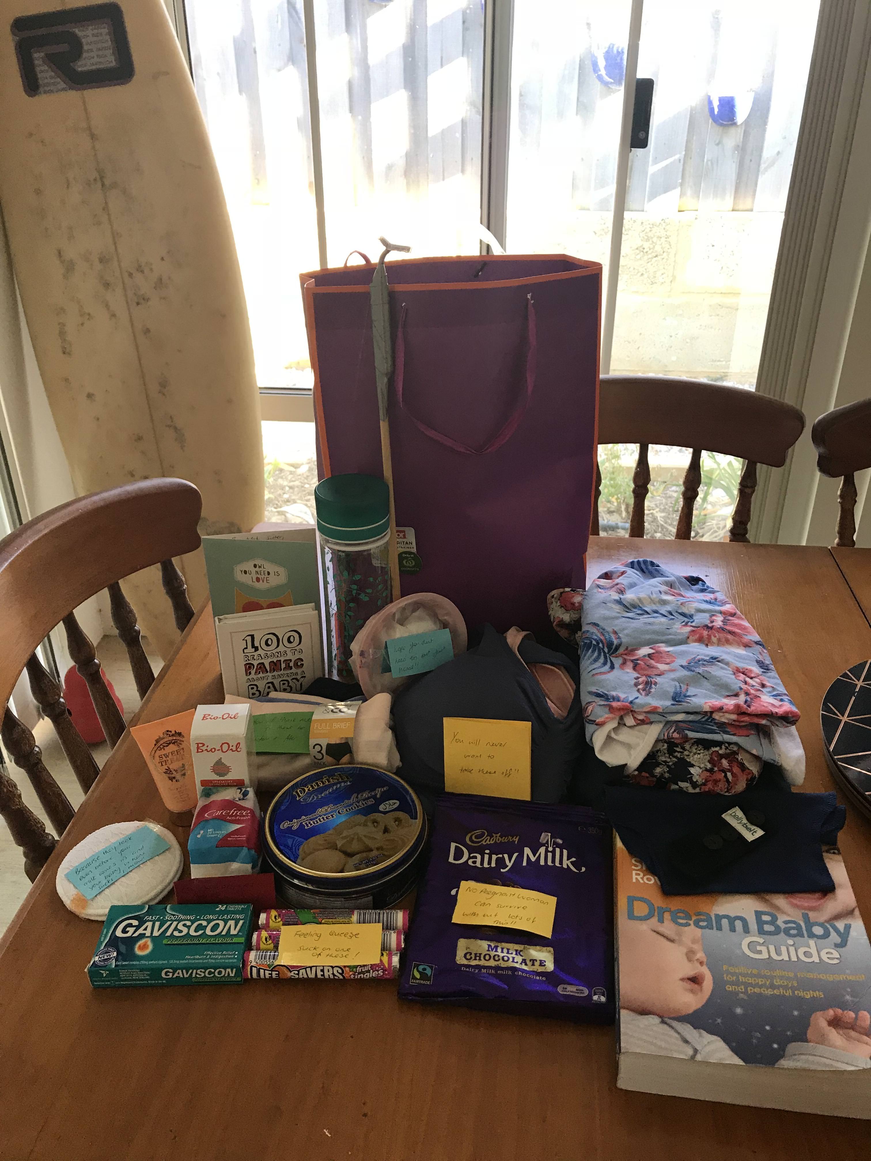 My sister made me a pregnancy survival kit, isn't she the best?!