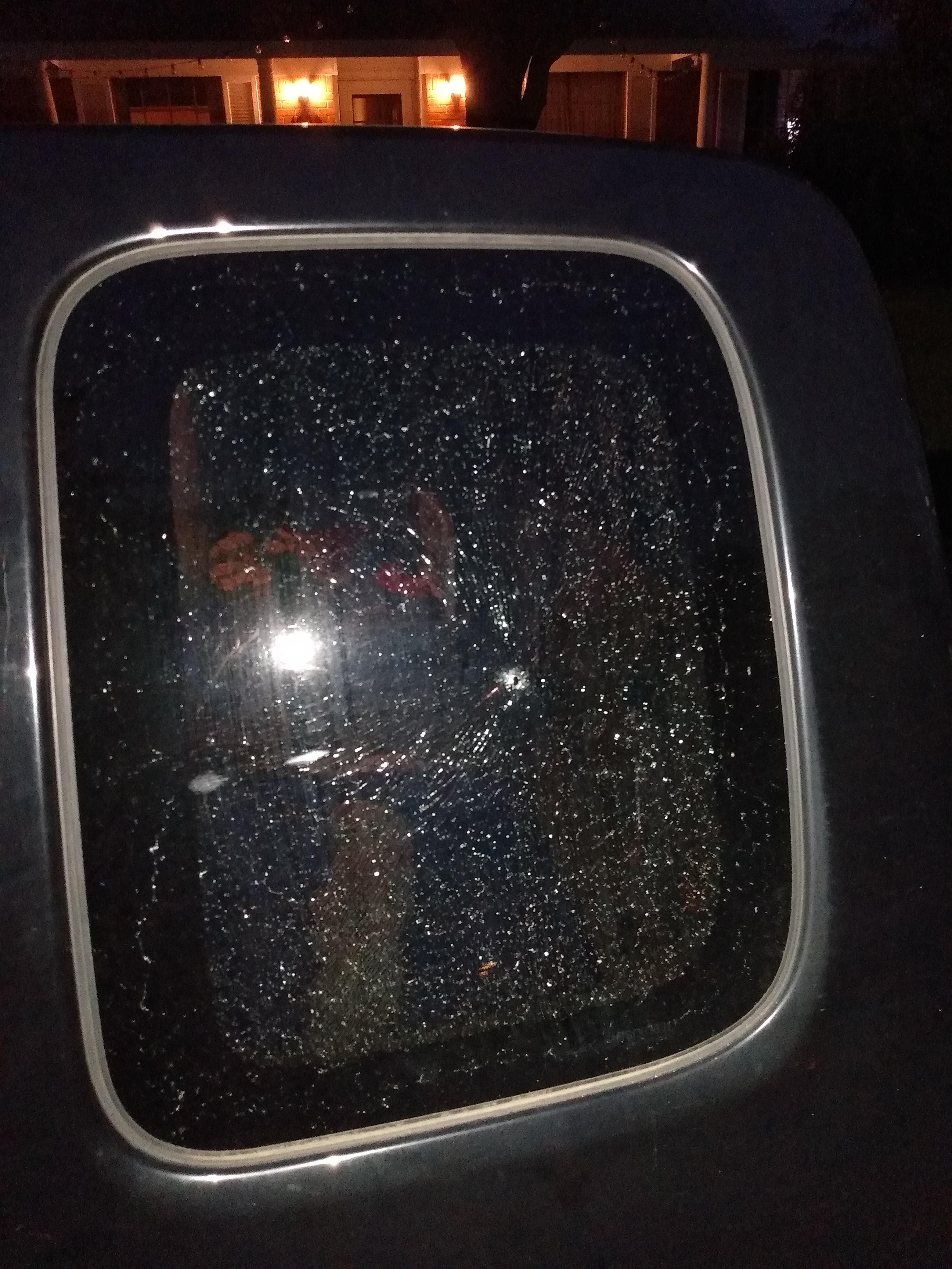 Someone put a hole in my back driver's side window. What's the best way