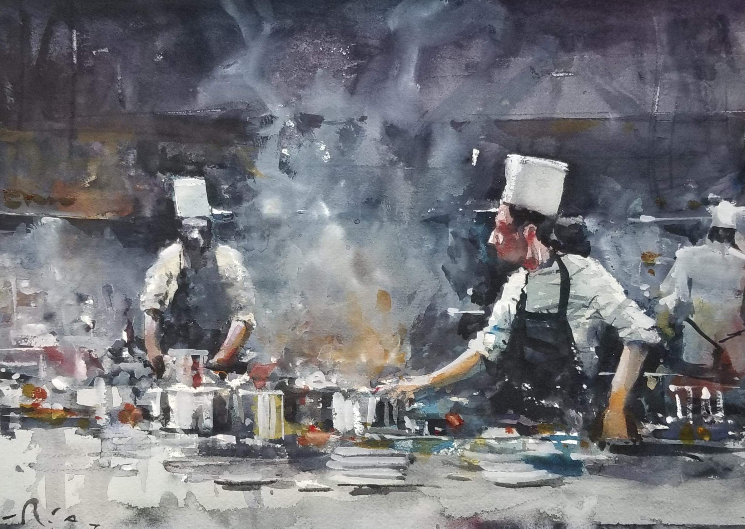 Watercolor kitchen painting. By me. pics