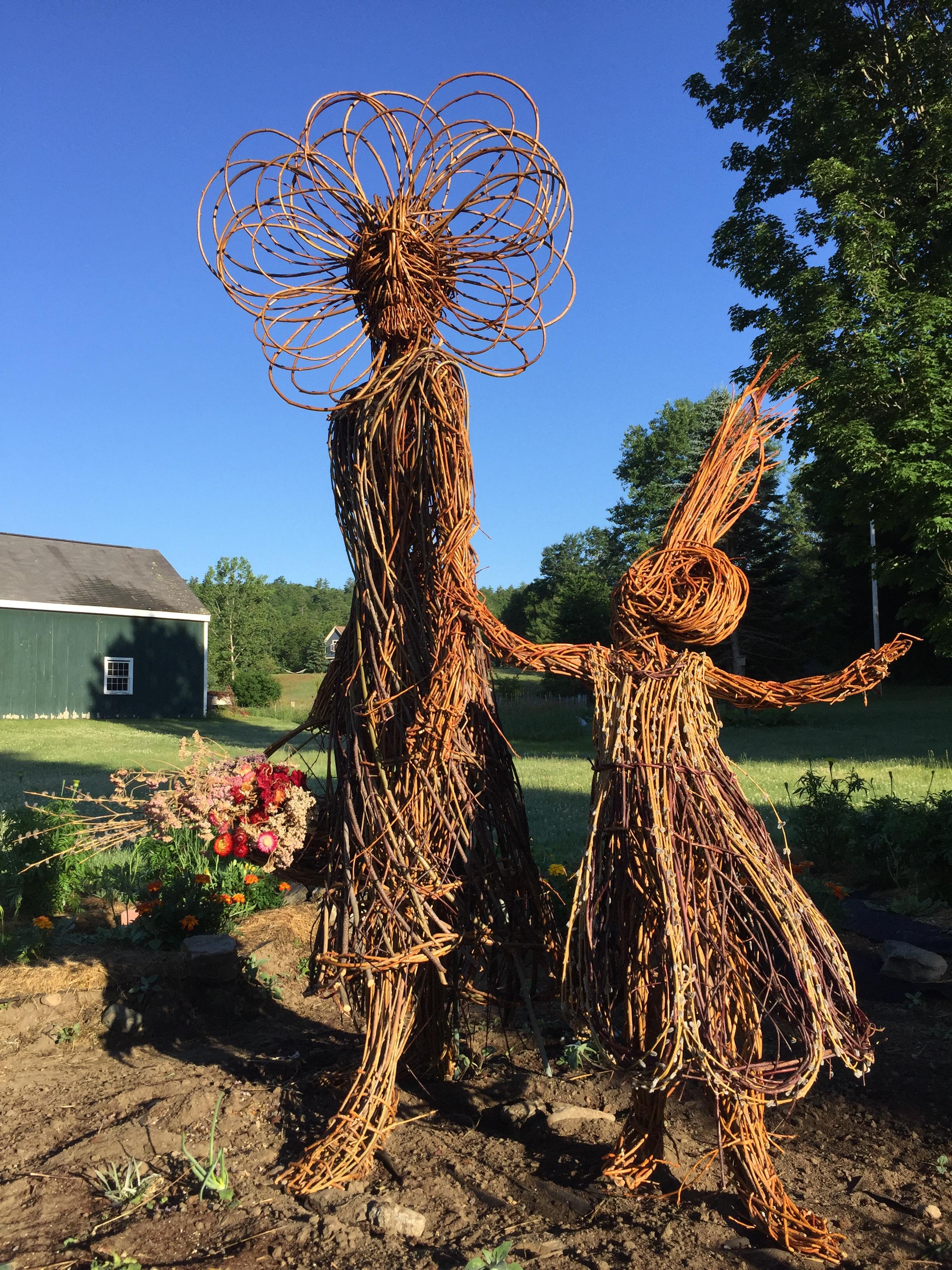 Goddesses in the Garden. Willow sculptures by me. r/pagan