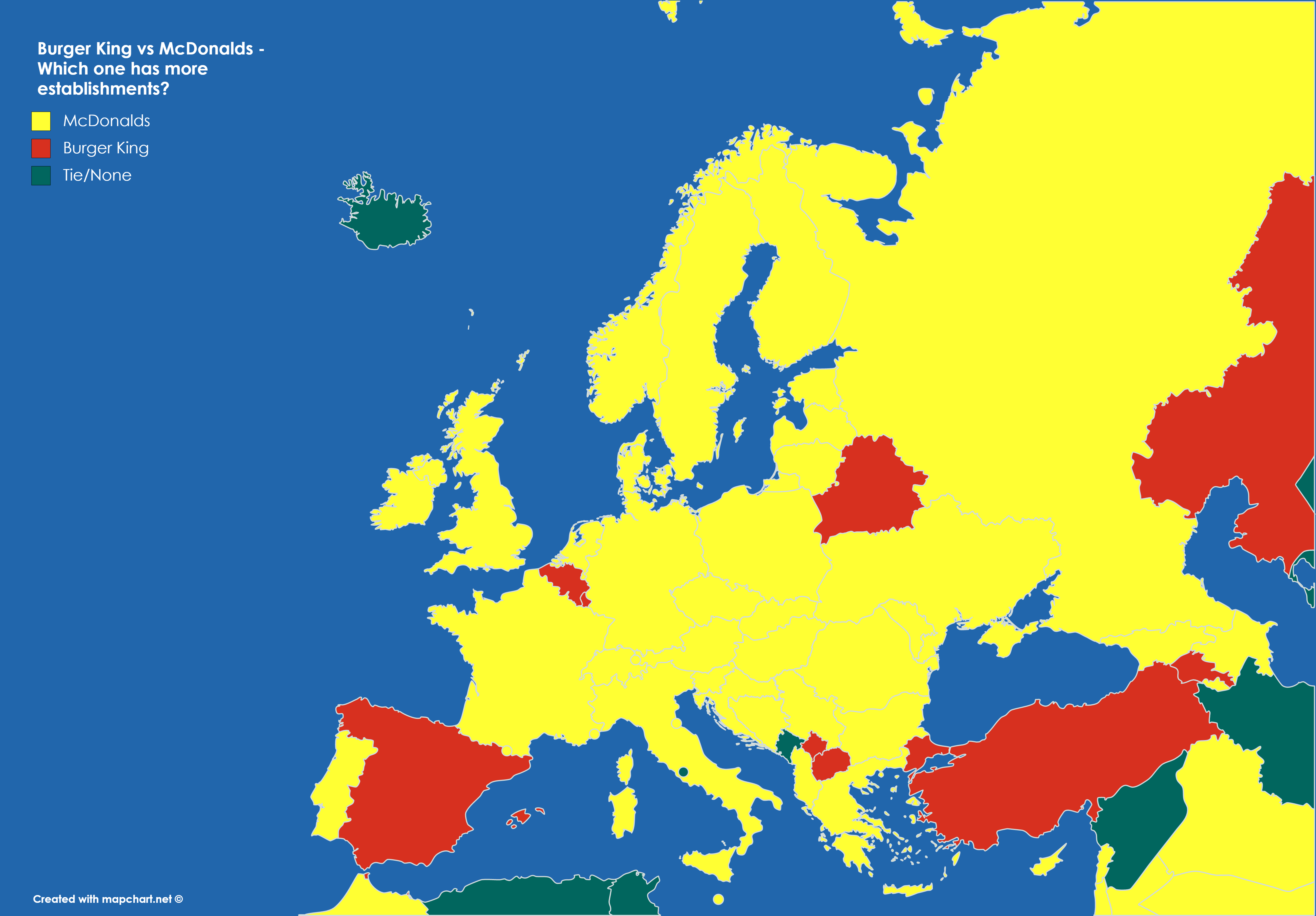Burger King vs McDonalds Which one has more establishments? r/MapPorn