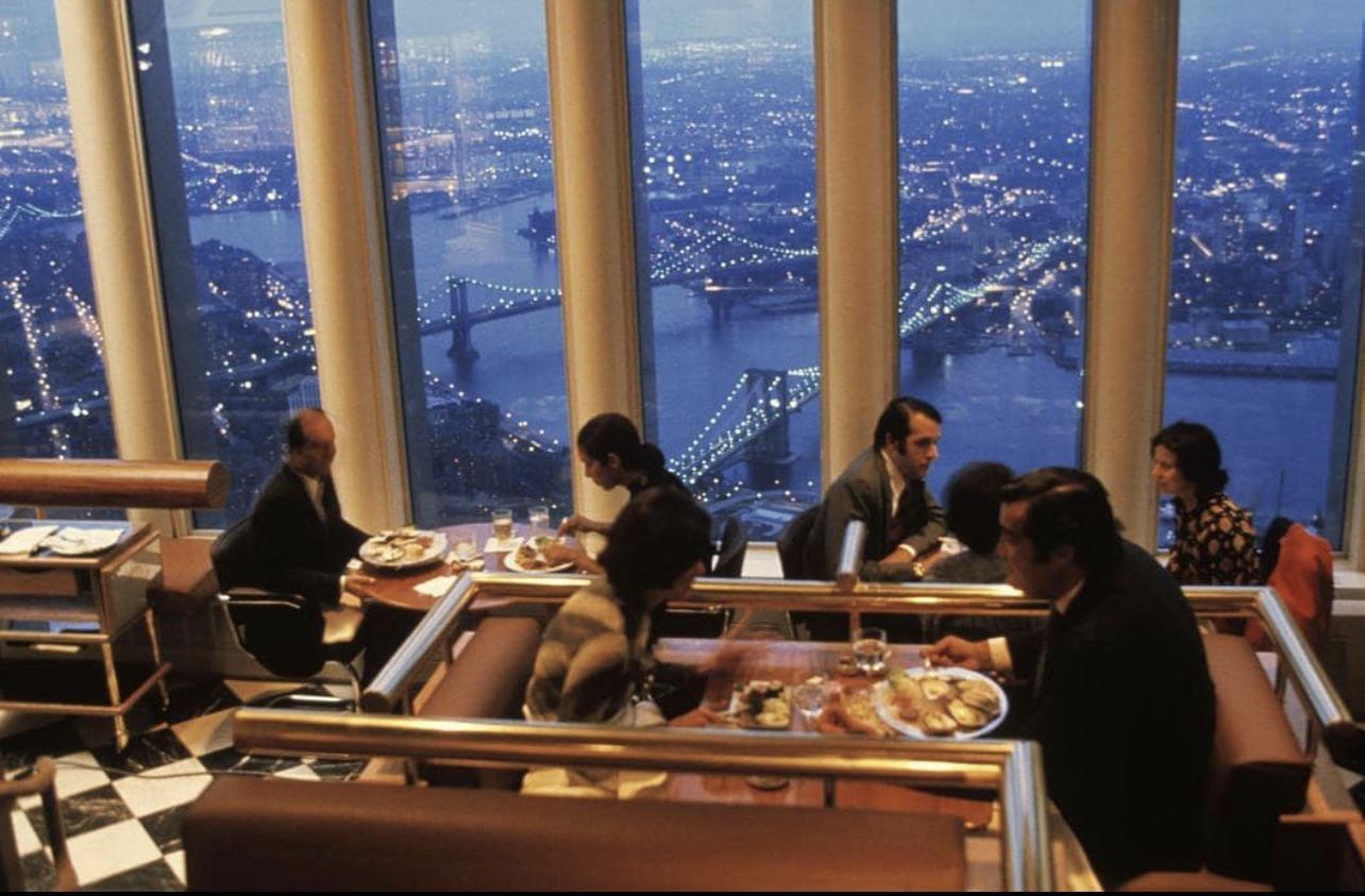 Restaurant on top of the World Trade Center 1980s. r/interestingasfuck