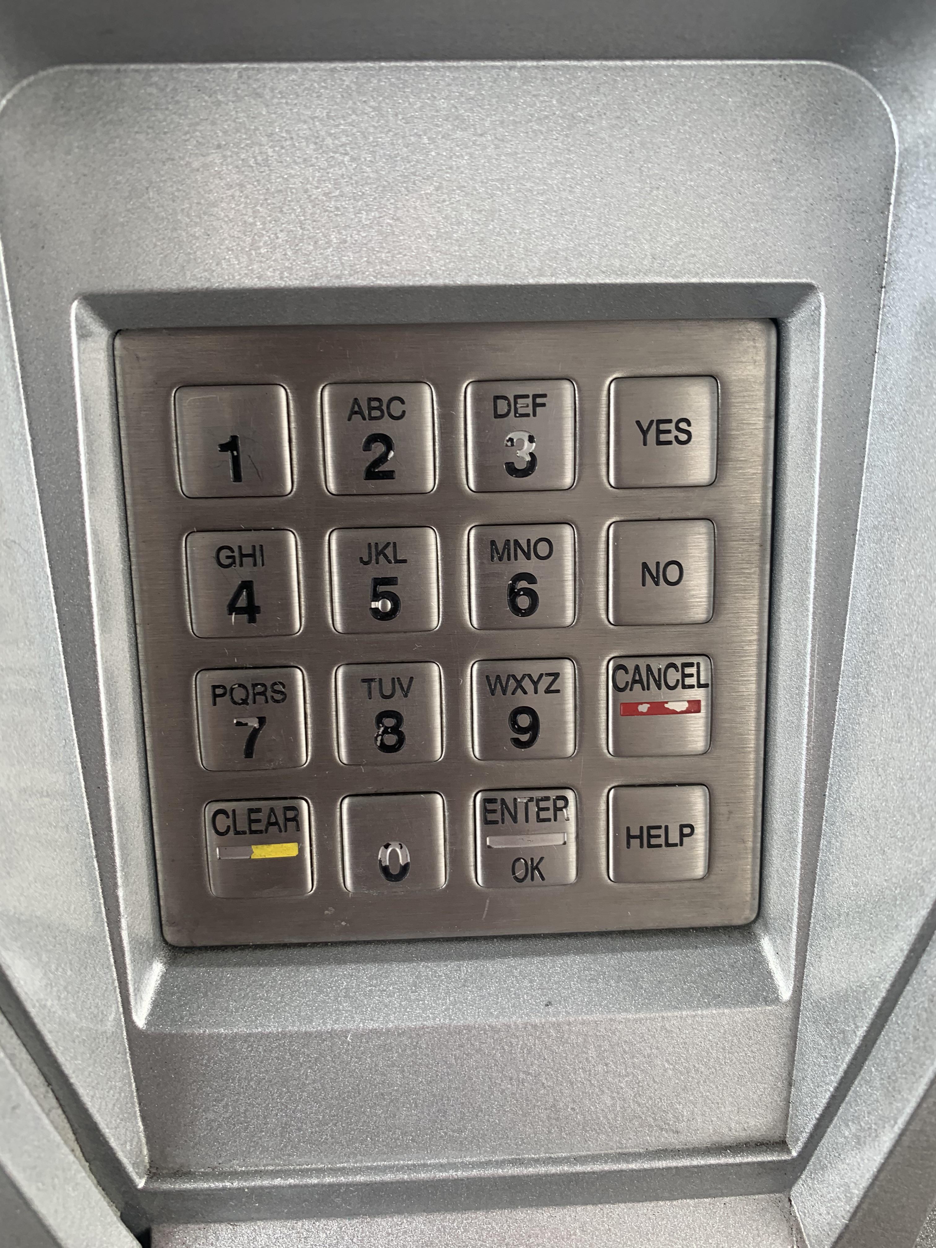 The numbers on this pin pad at the gas station indicate what numbers