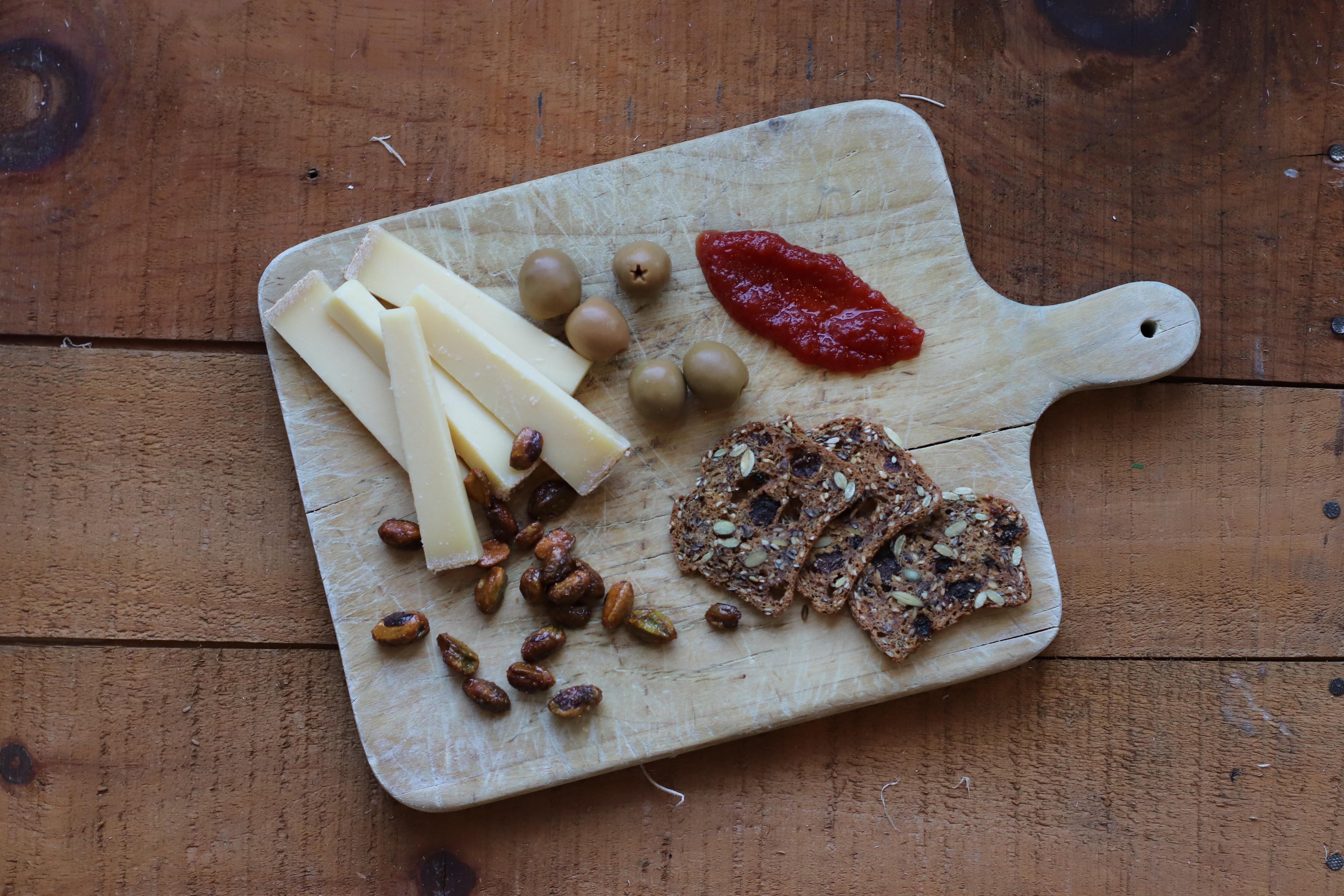 gruyere 1655, tomato jam, candied pistachios r/Cheese