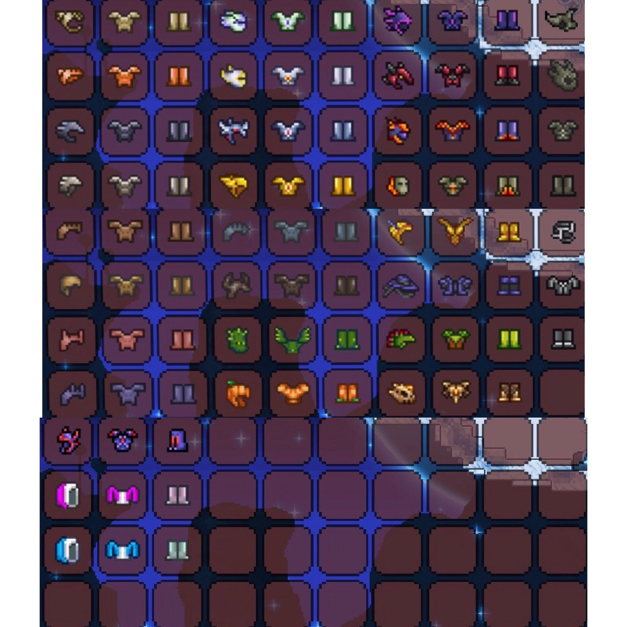 Day 1 of getting all armors (On console) Got most of prehardmode, I