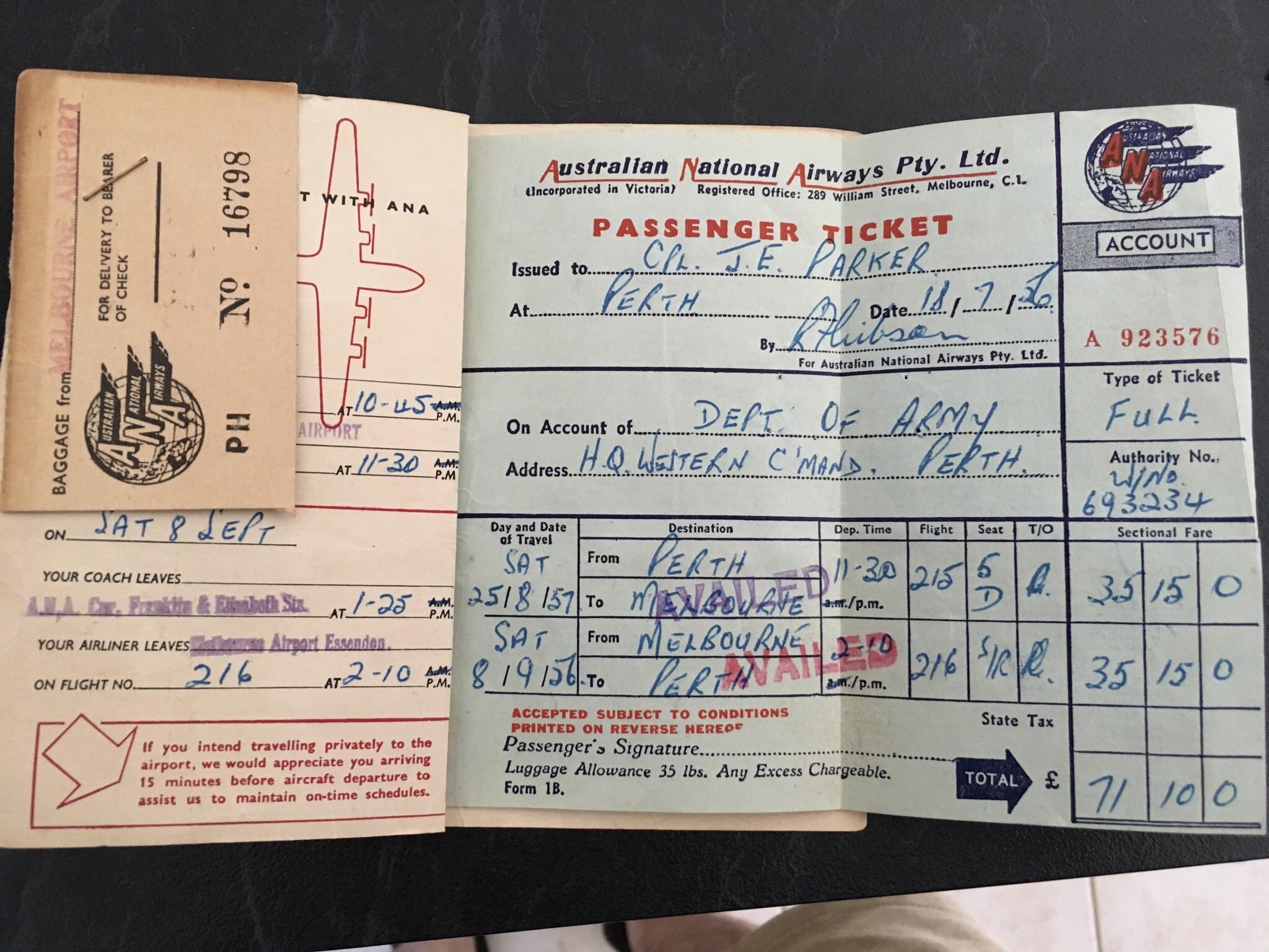 Old plane ticket my nan found. This was used by my grandad in the 50’s