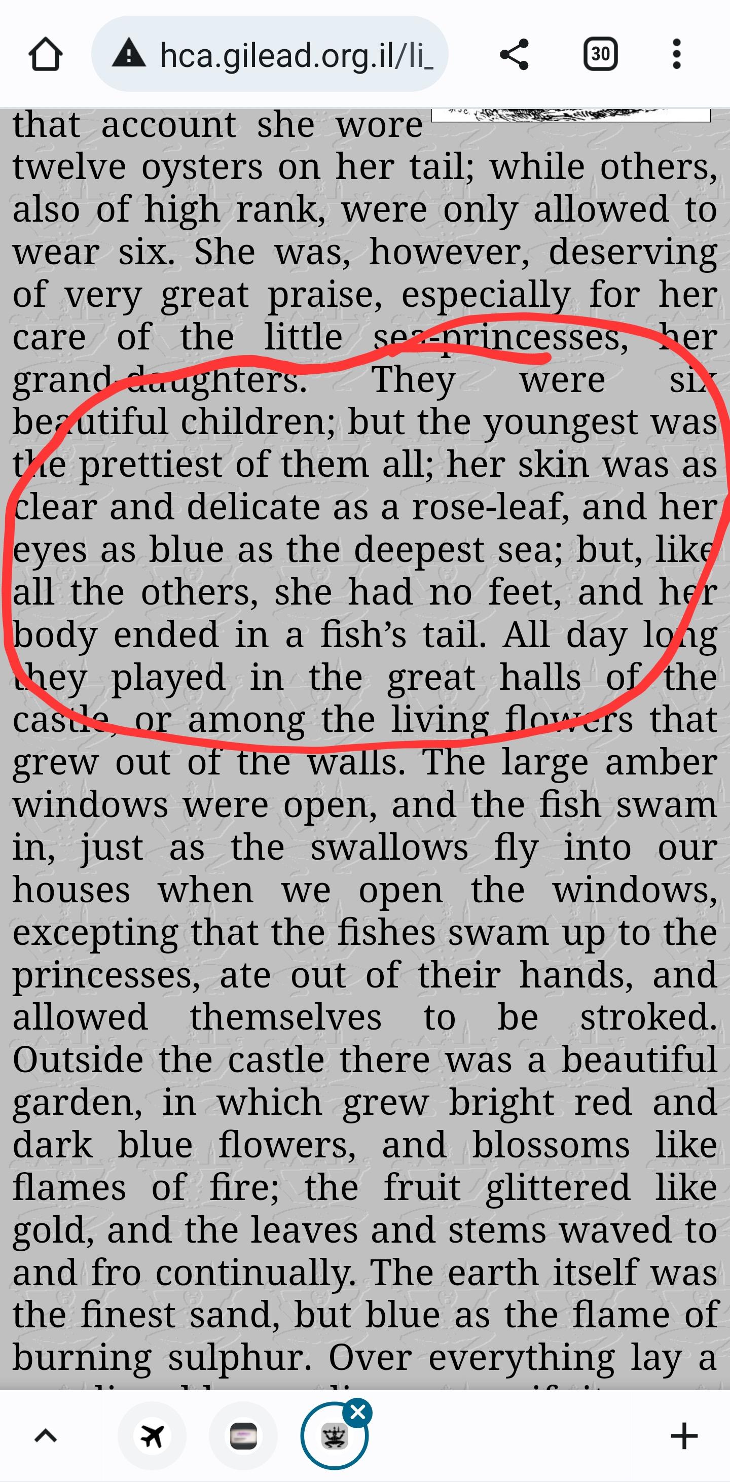 Let's put this in the ground. The Hans Christian original text the