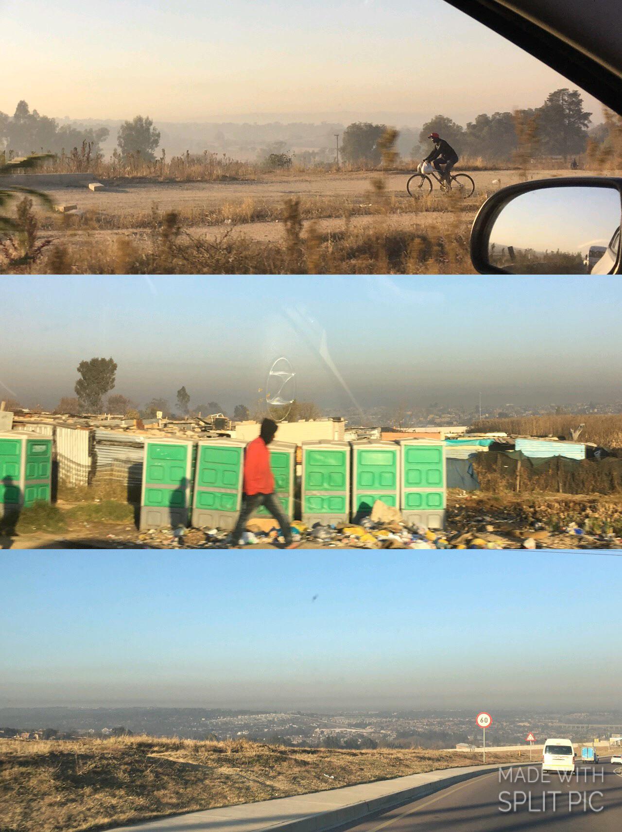 The air quality over Diepsloot and Fourways this morning both