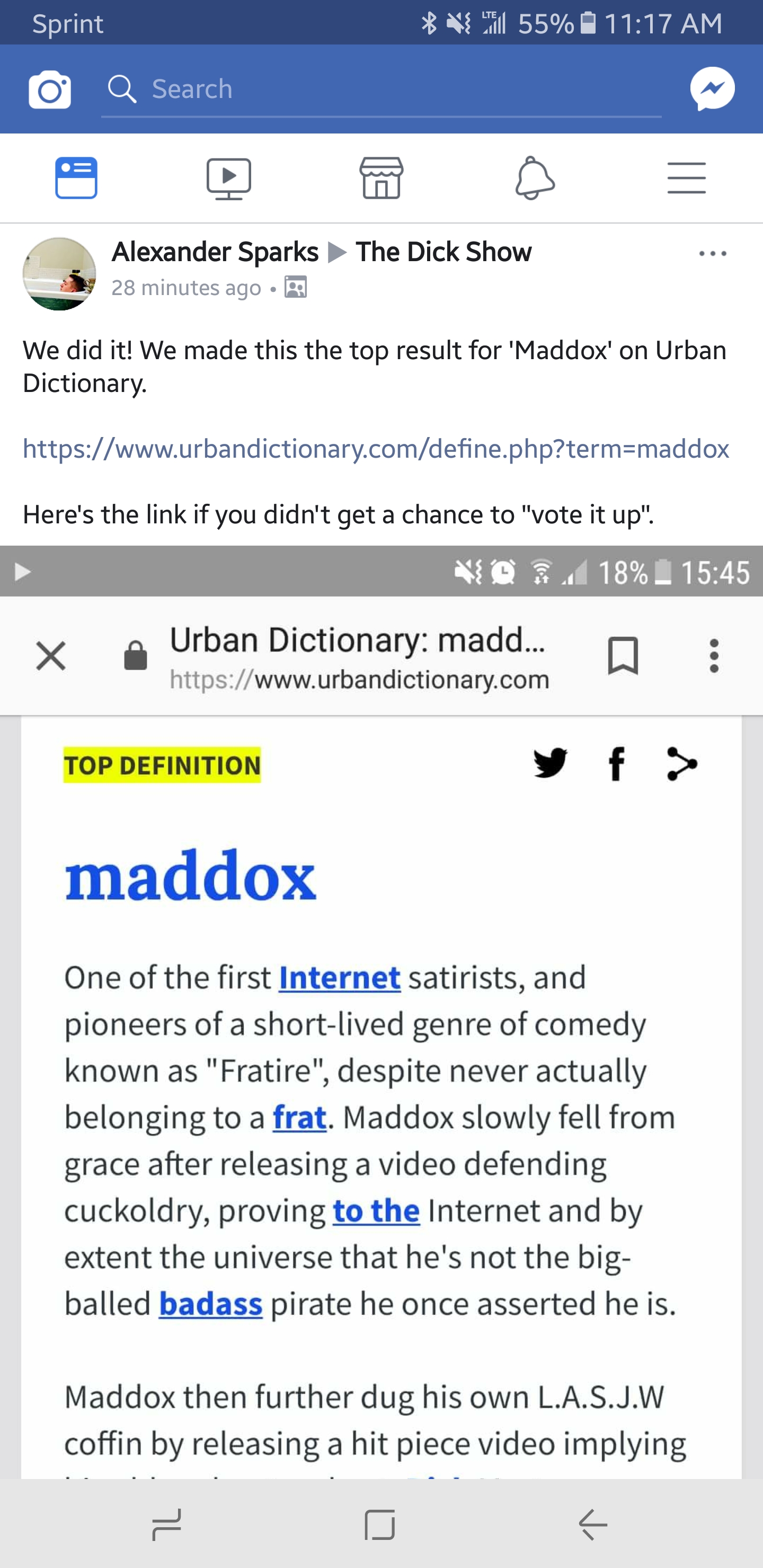 here's little victory from the facebook side, getting this spot on