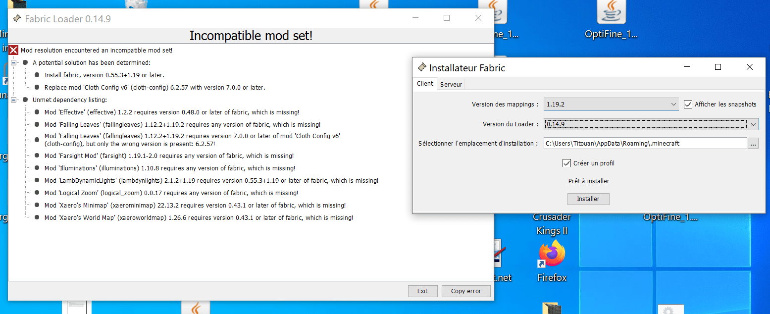 It appears I need to install a fabric version highter than 0.55.3 but
