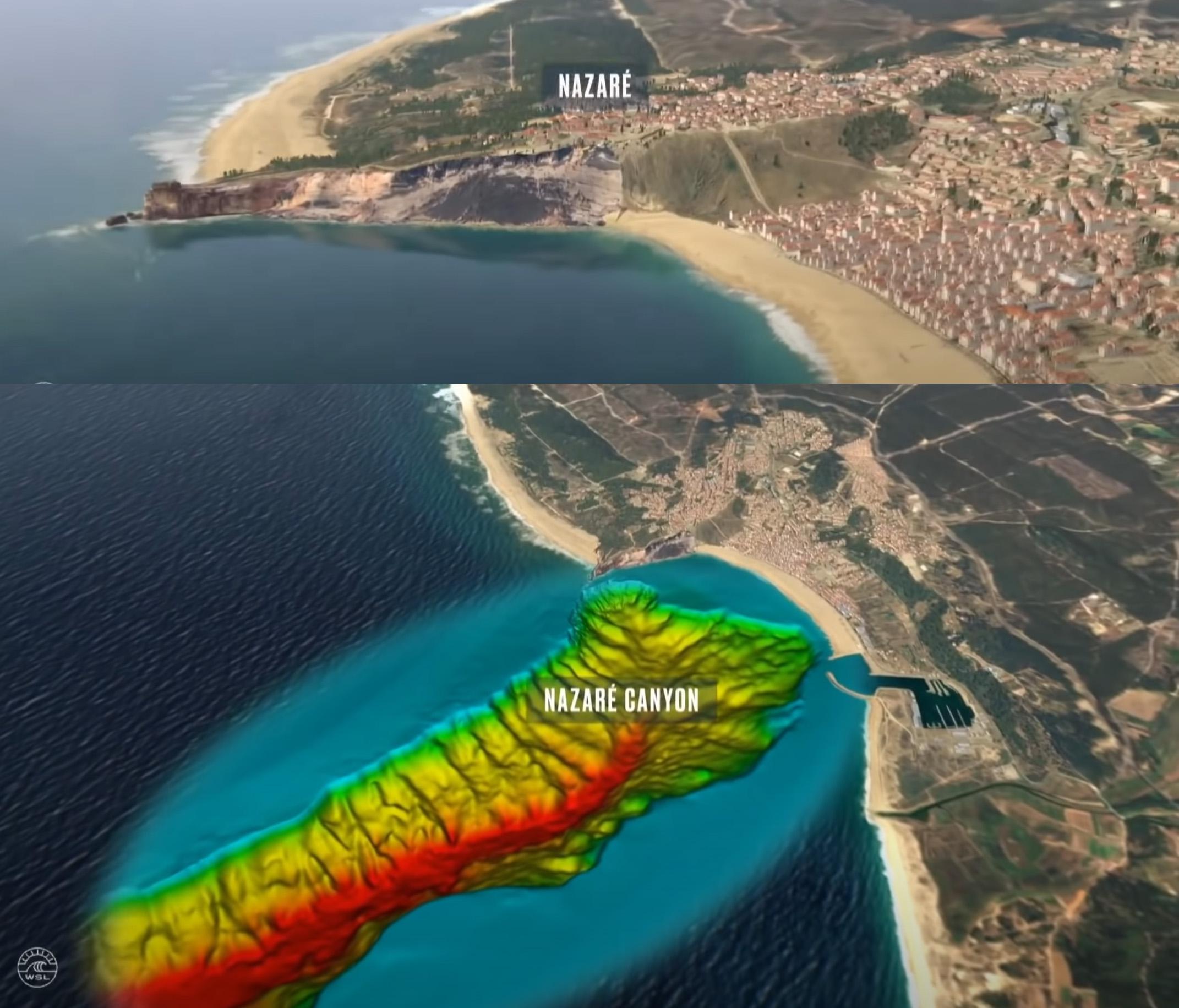 The ever present massive underwater Nazaré Canyon gives me chills. It is 4,970 m (16,310 ft