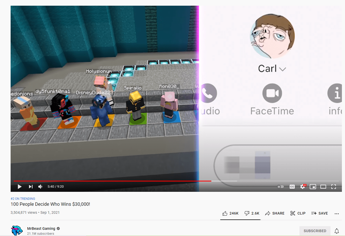 Mr. Beast's profile picture for Karl on the text message app r/MeatCanyon