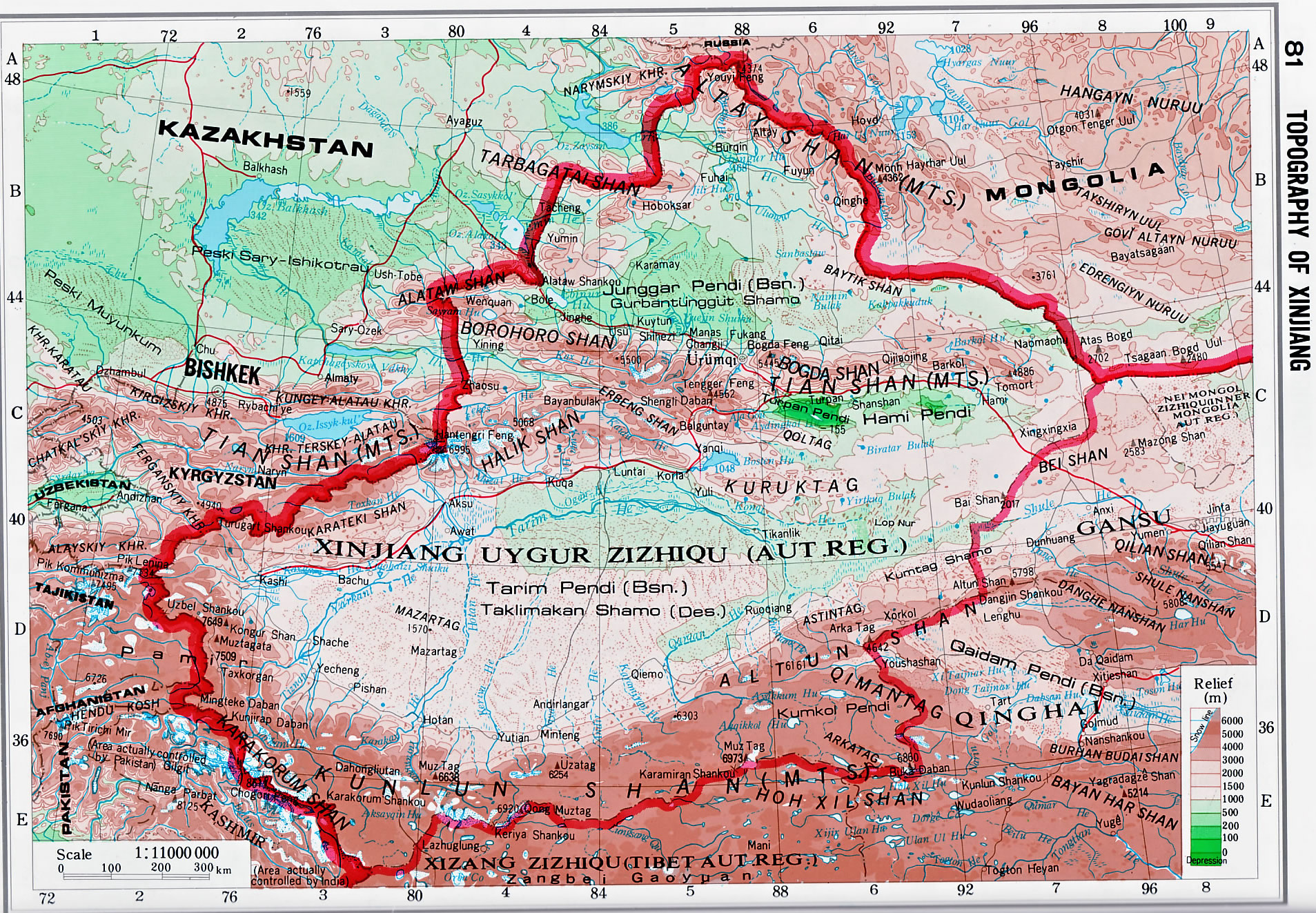 Topographic map of Xinjiang (Xinjiang Uygur Autonomous Region) r/MapPorn