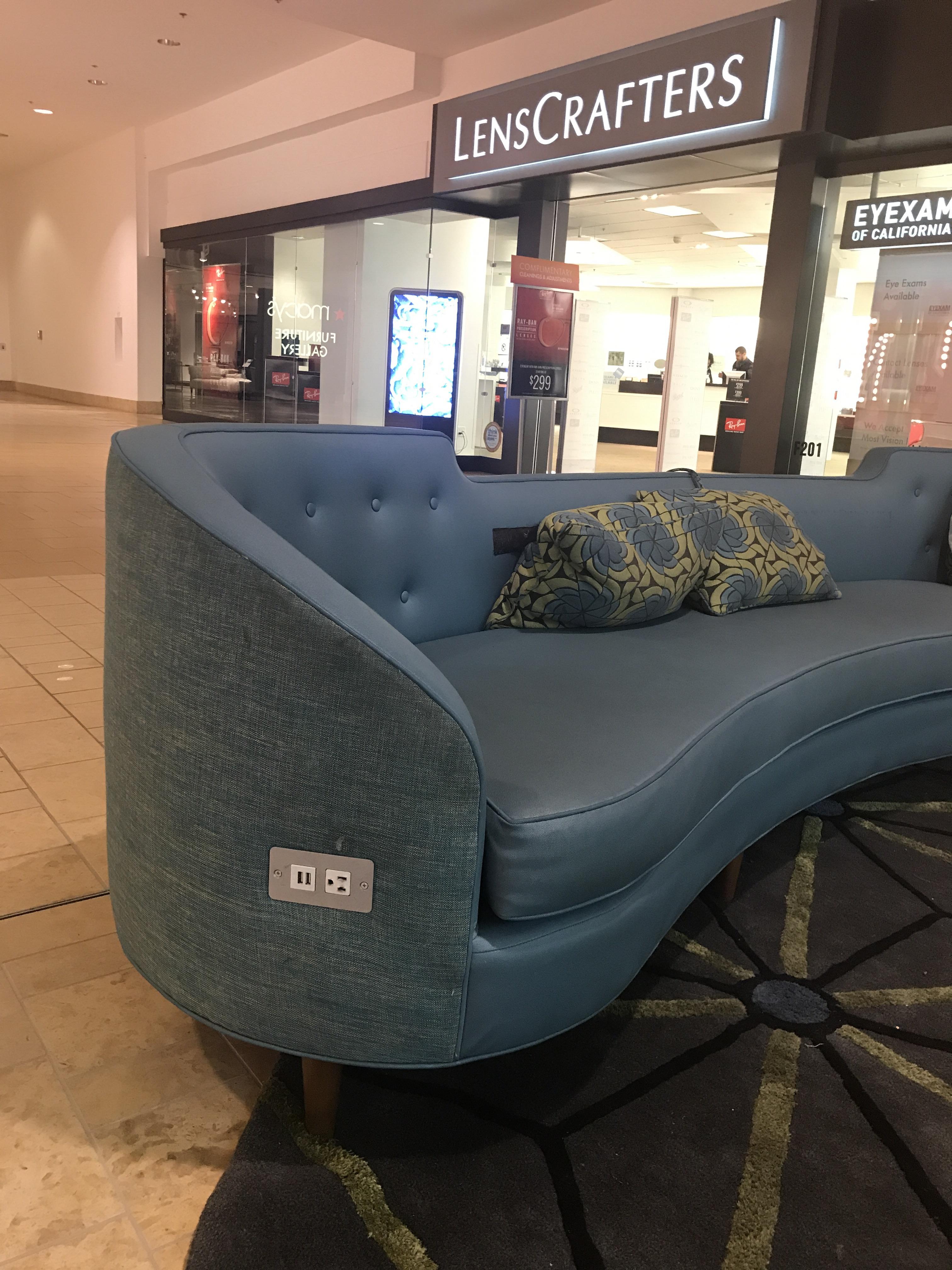 Couch at this mall has a plug in and two USB ports. r/mildlyinteresting