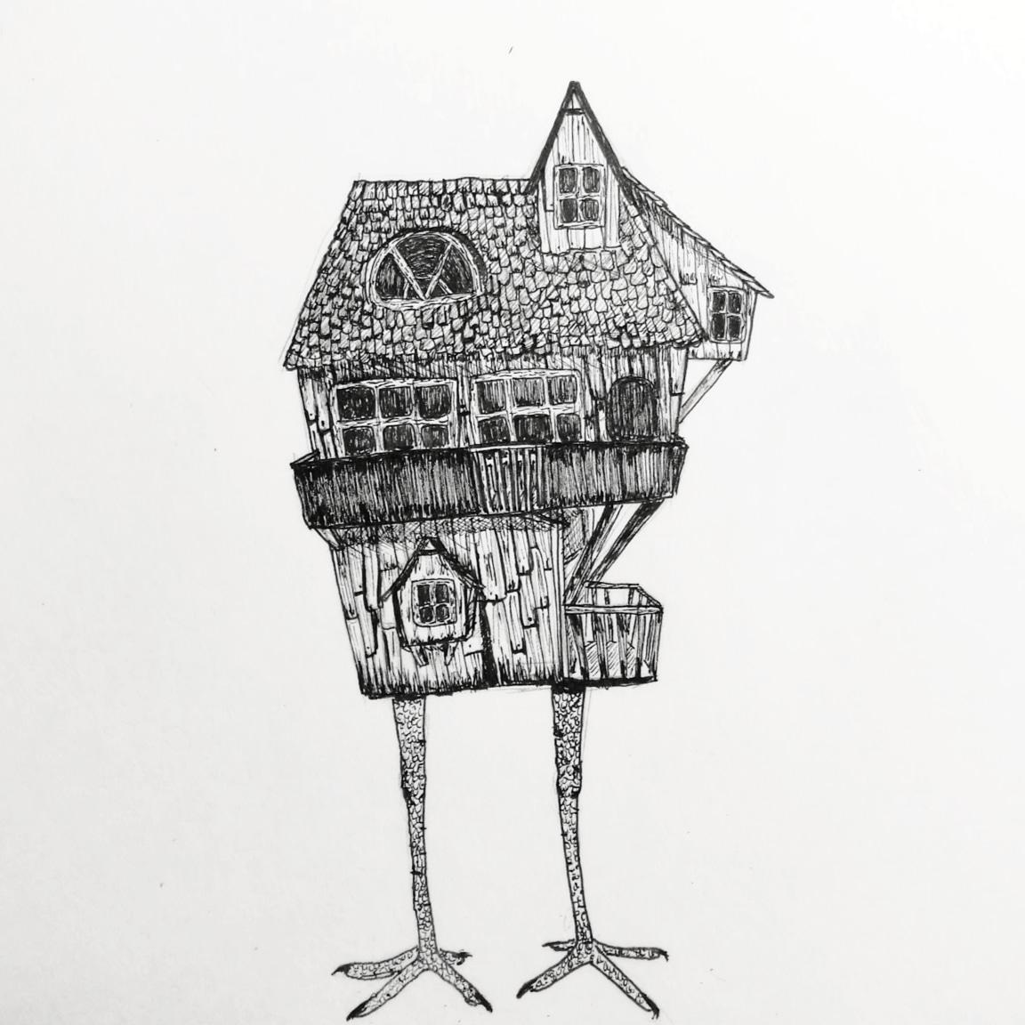 Baba Yaga's house on chicken legs. r/Inktober