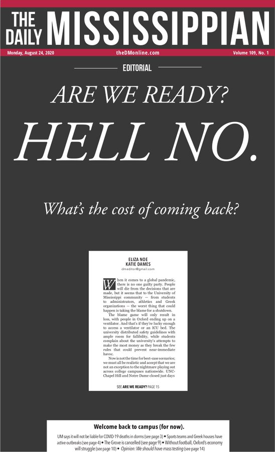 Front Page of Today's Daily Mississippian r/mississippi