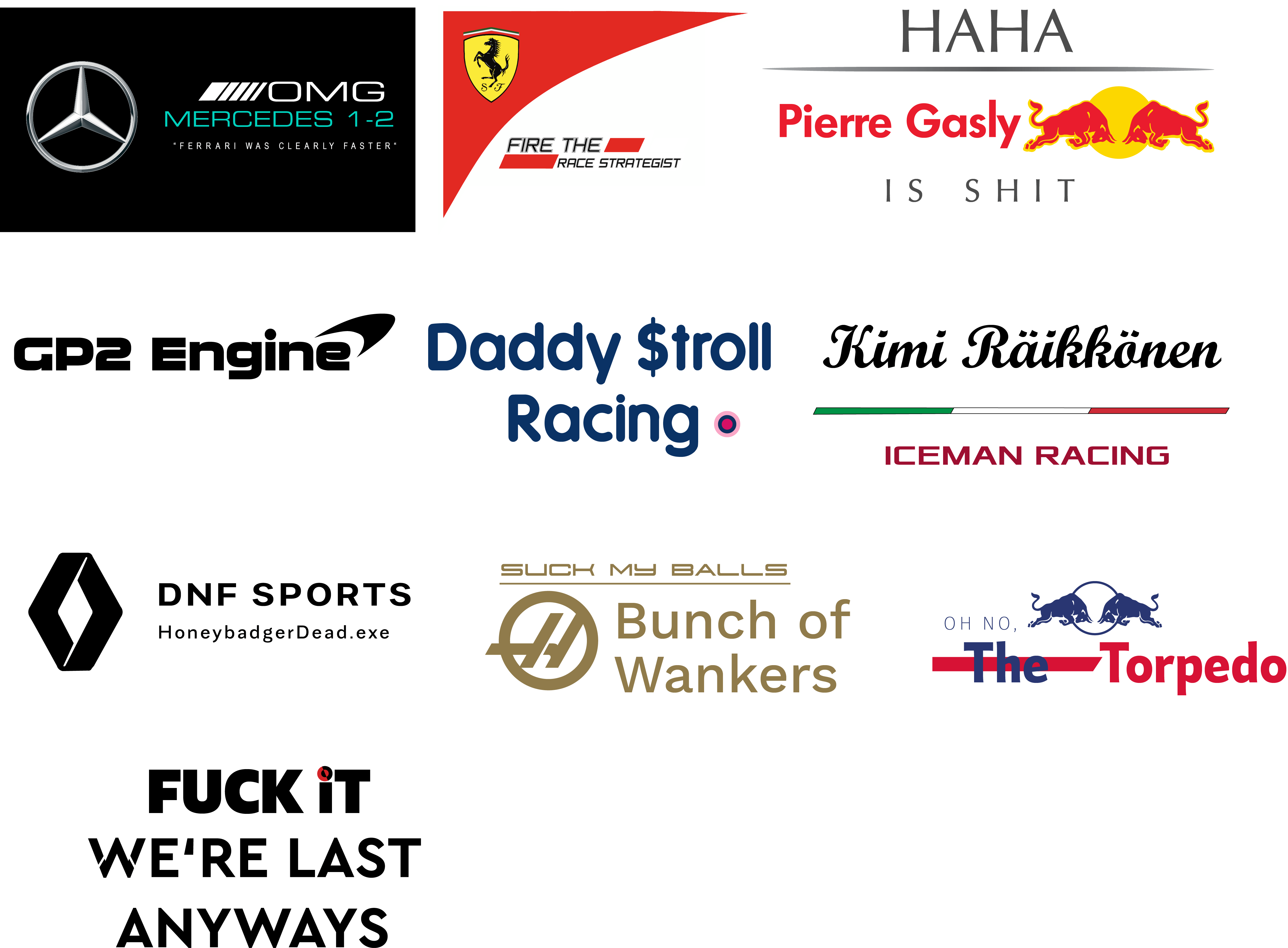 Alternative Team Names r/formuladank